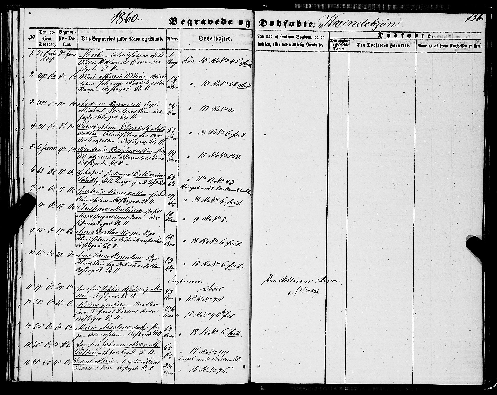 Domkirken sokneprestembete, SAB/A-74801/H/Haa/L0041: Parish register (official) no. E 2, 1853-1863, p. 156