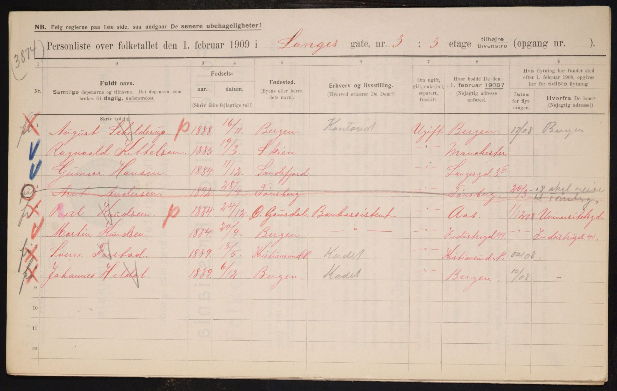 OBA, Municipal Census 1909 for Kristiania, 1909, p. 51404