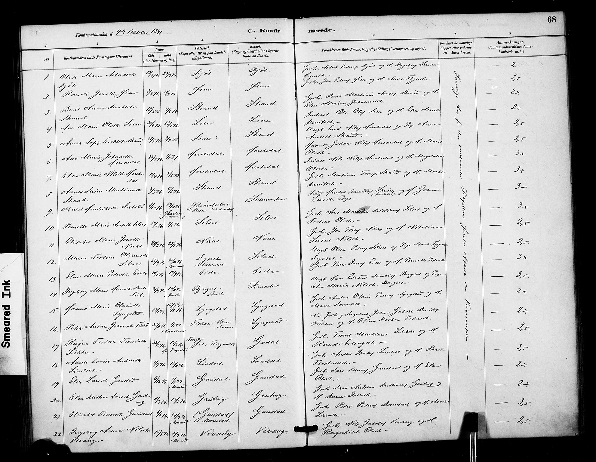 Ministerialprotokoller, klokkerbøker og fødselsregistre - Møre og Romsdal, AV/SAT-A-1454/571/L0836: Parish register (official) no. 571A01, 1884-1899, p. 68