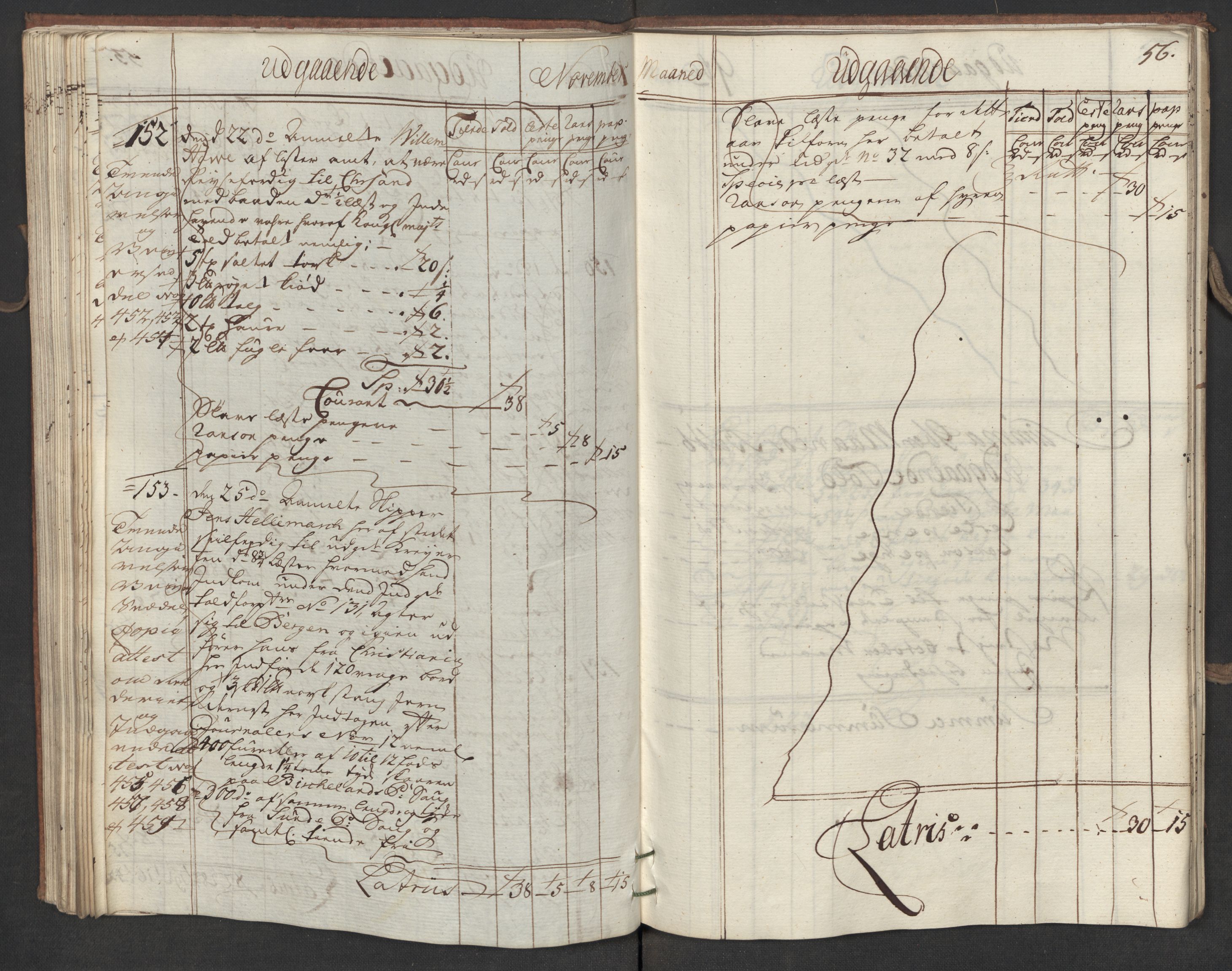 Generaltollkammeret, tollregnskaper, AV/RA-EA-5490/R19/L0015/0005: Tollregnskaper Flekkefjord / Utgående hovedtollbok, 1756, p. 55b-56a