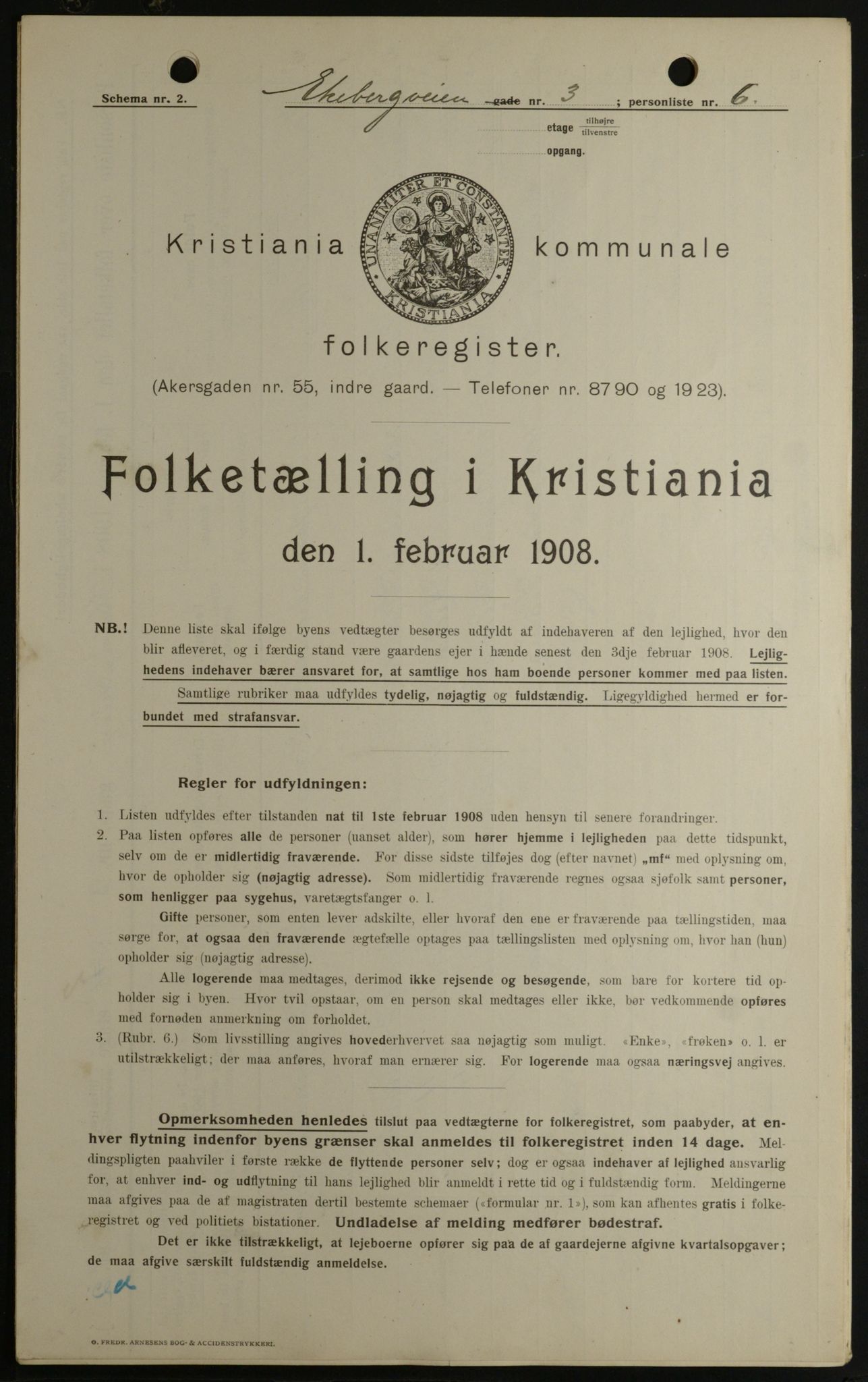 OBA, Municipal Census 1908 for Kristiania, 1908, p. 18446