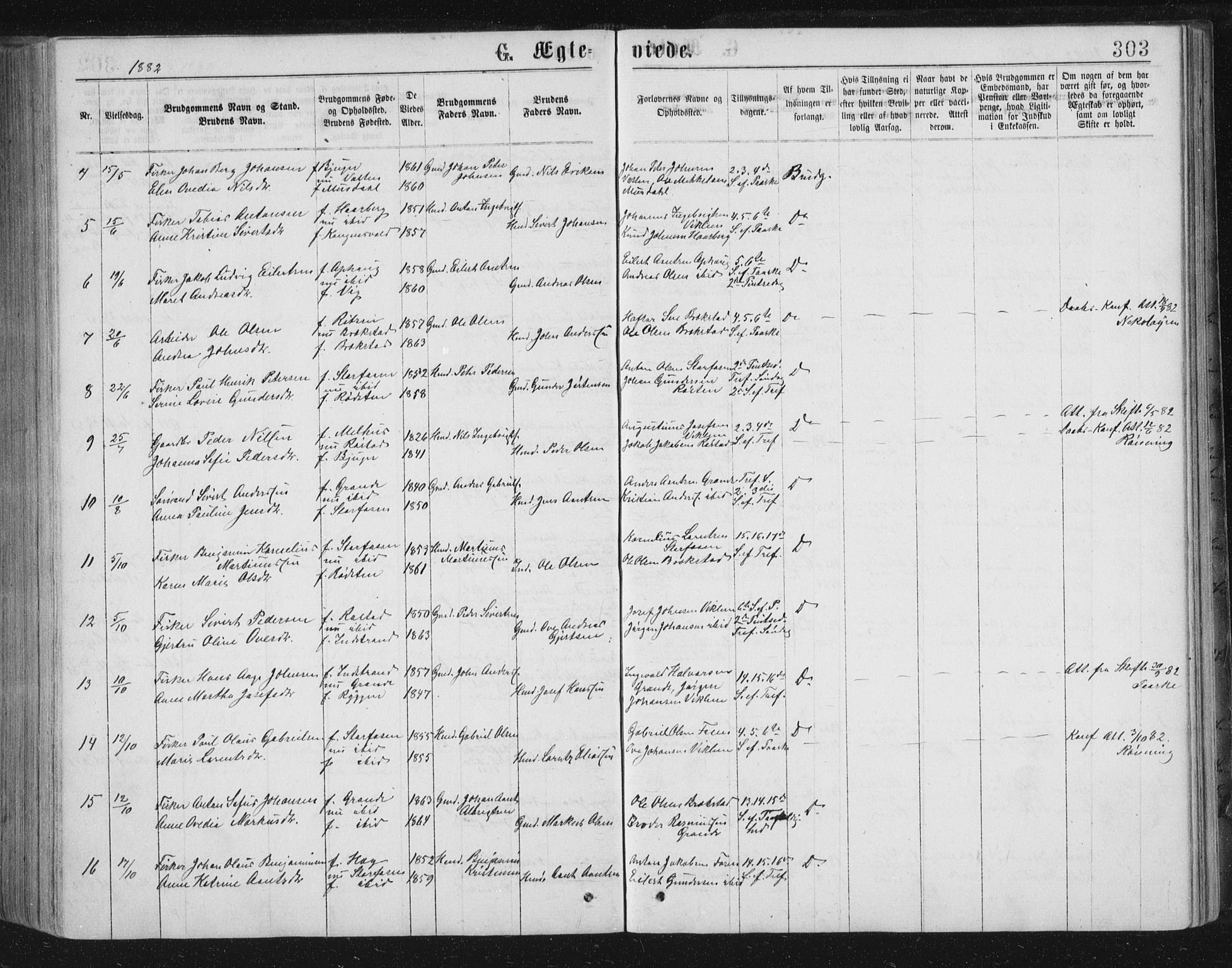 Ministerialprotokoller, klokkerbøker og fødselsregistre - Sør-Trøndelag, SAT/A-1456/659/L0745: Parish register (copy) no. 659C02, 1869-1892, p. 303