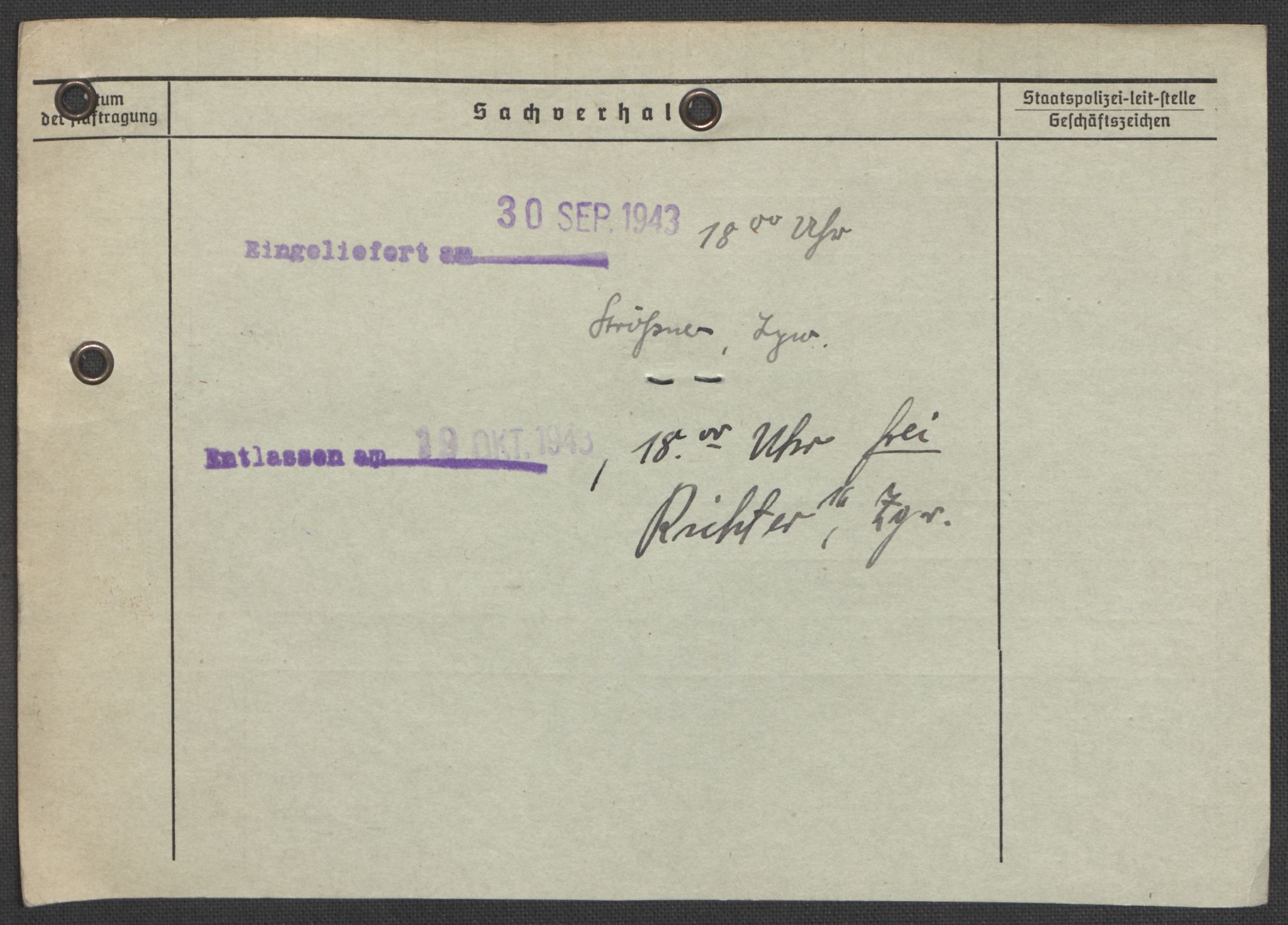 Befehlshaber der Sicherheitspolizei und des SD, RA/RAFA-5969/E/Ea/Eaa/L0003: Register over norske fanger i Møllergata 19: Eng-Hag, 1940-1945, p. 229