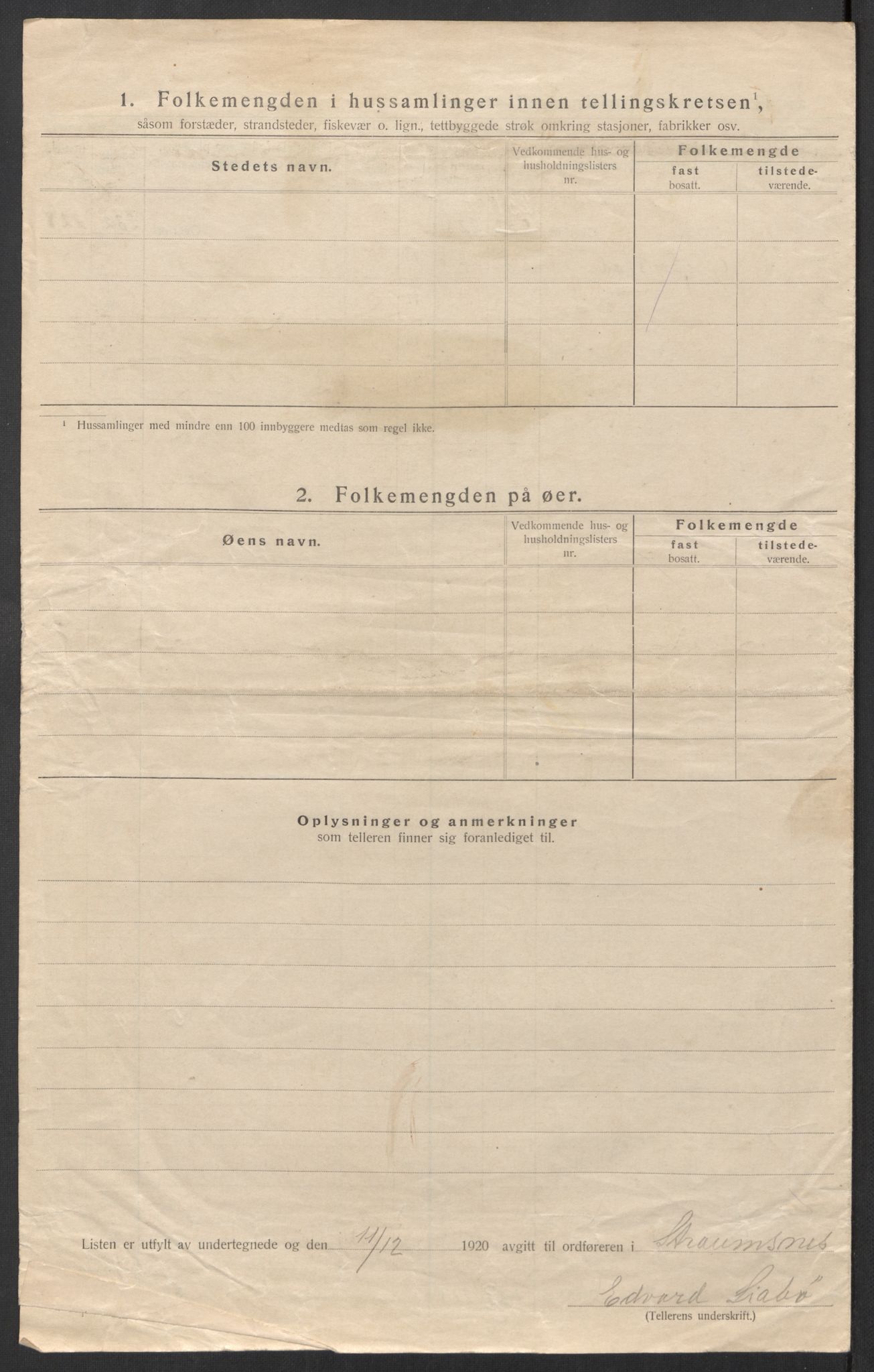 SAT, 1920 census for Straumsnes, 1920, p. 21