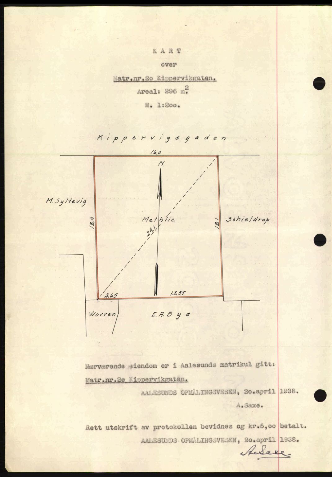 Ålesund byfogd, AV/SAT-A-4384: Mortgage book no. 34 II, 1938-1940, Diary no: : 953/1938