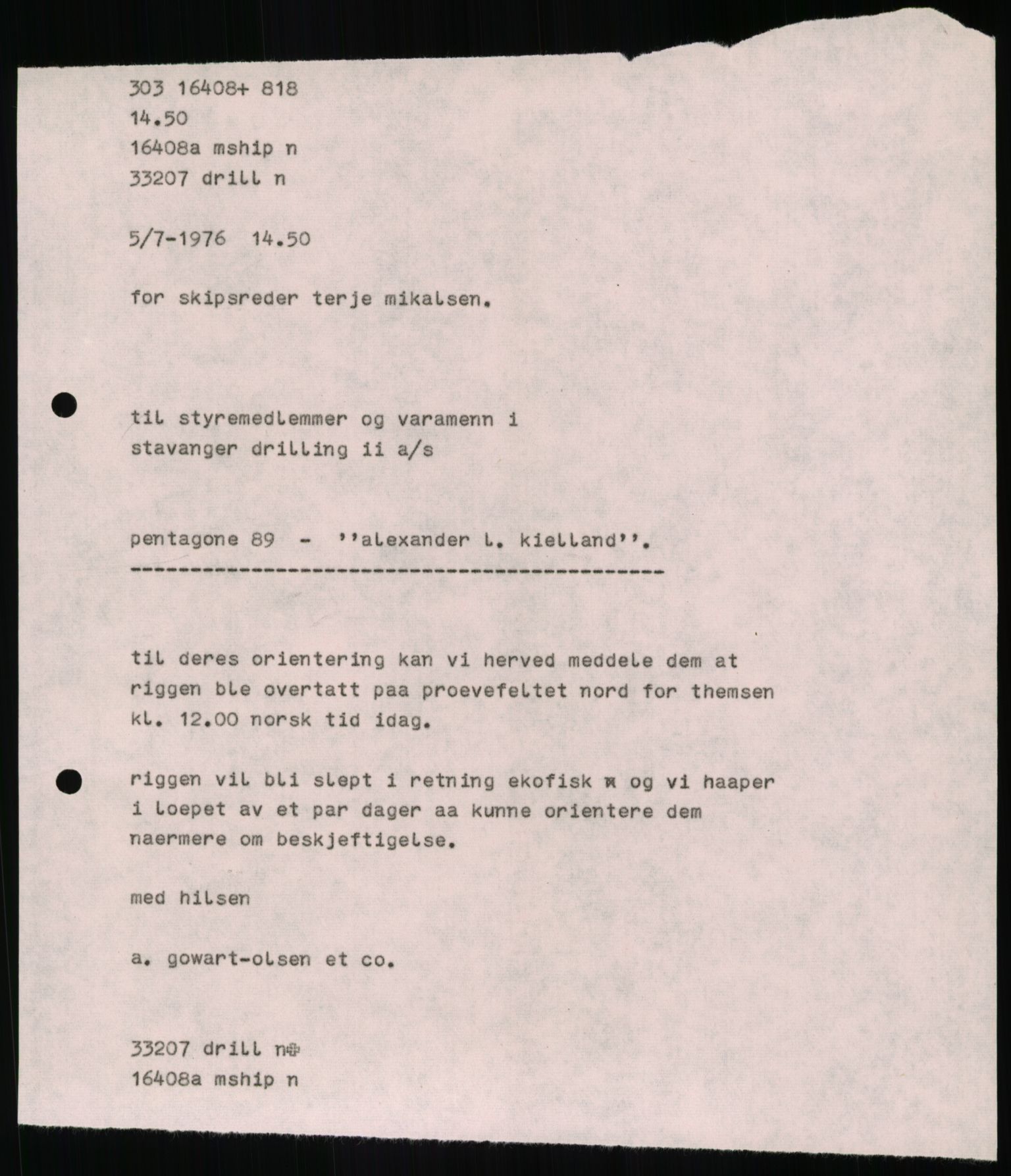 Pa 1503 - Stavanger Drilling AS, SAST/A-101906/A/Ab/Abc/L0006: Styrekorrespondanse Stavanger Drilling II A/S, 1974-1977, p. 176