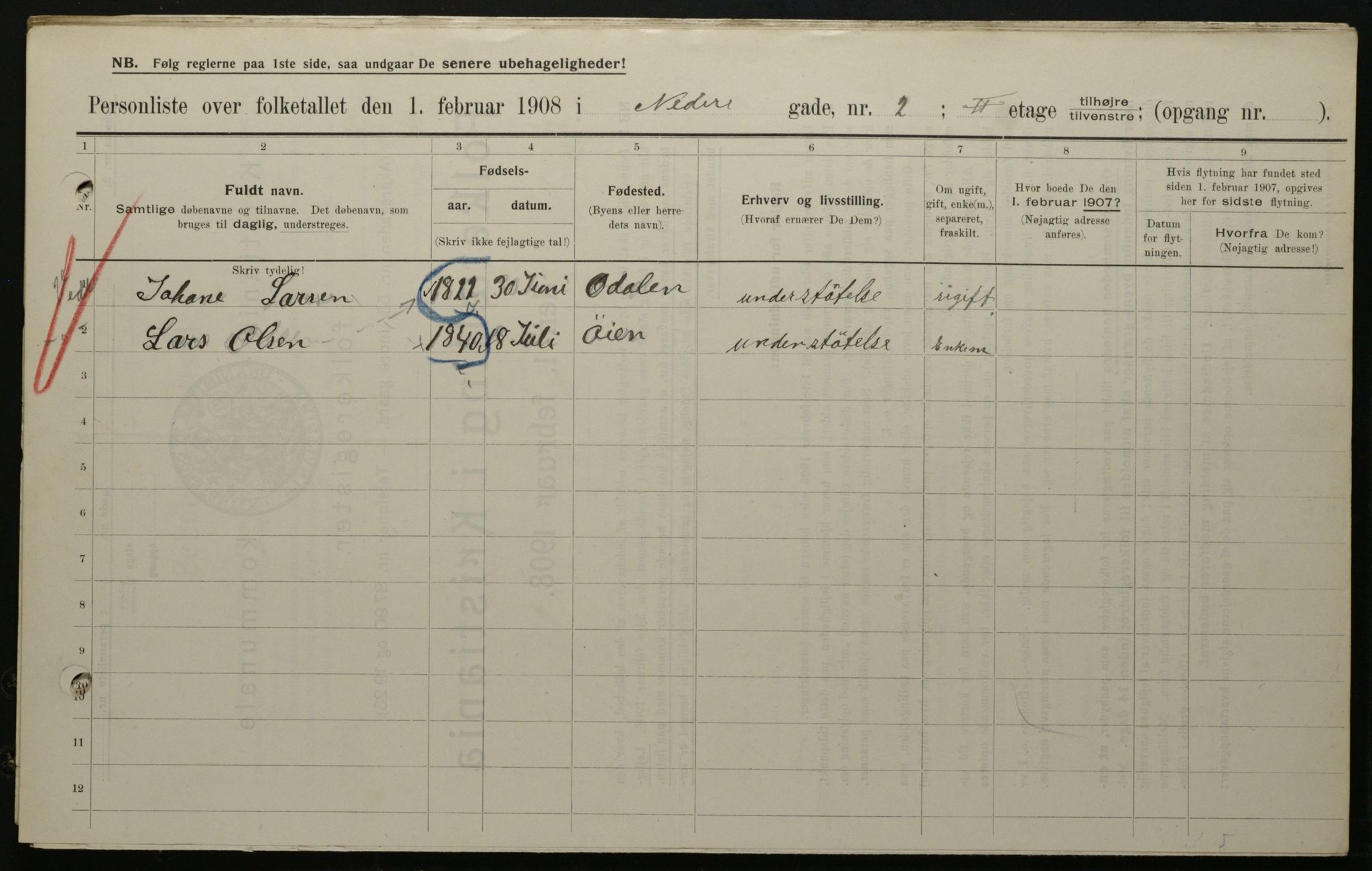 OBA, Municipal Census 1908 for Kristiania, 1908, p. 61980