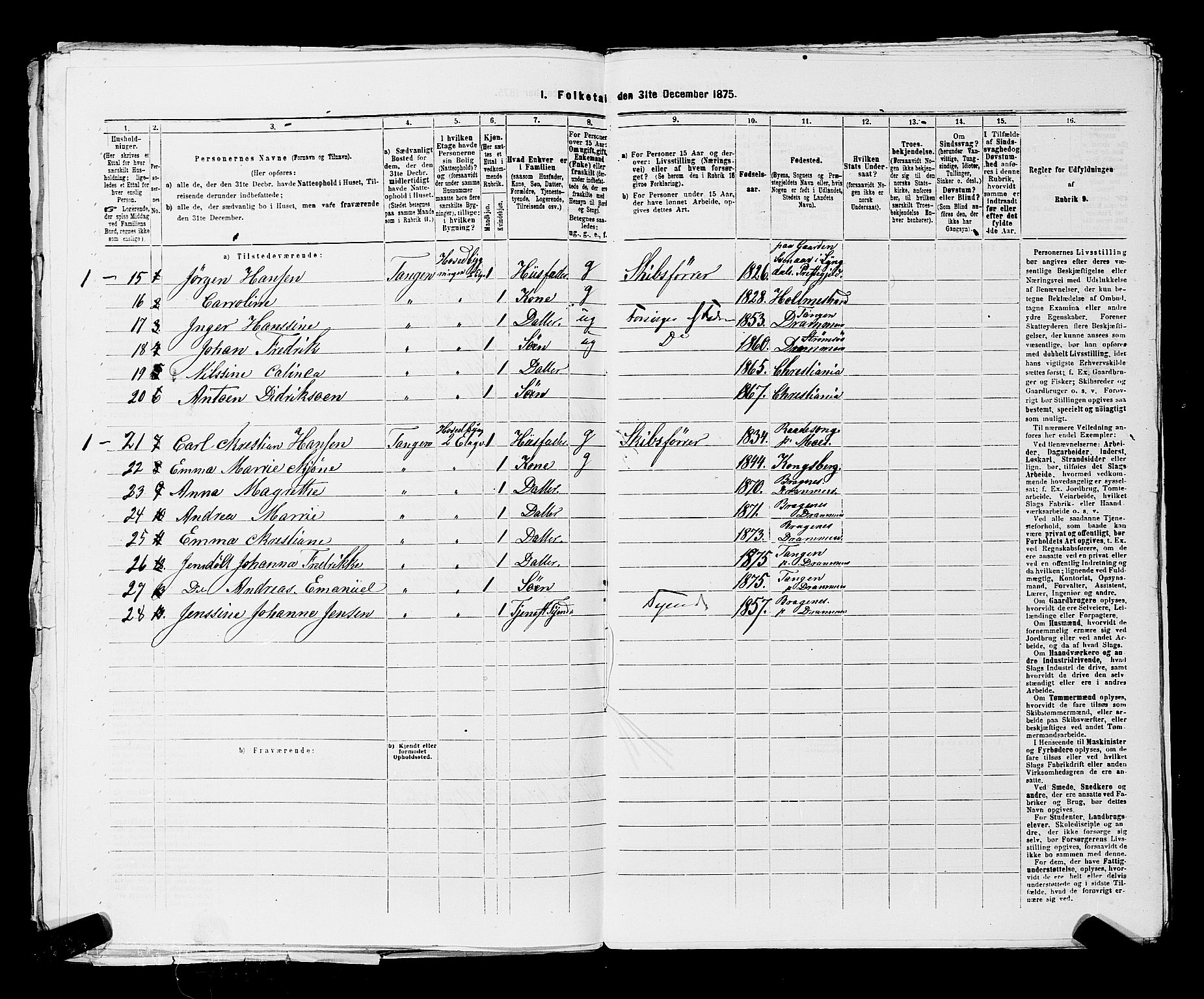 SAKO, 1875 census for 0602 Drammen, 1875, p. 3479