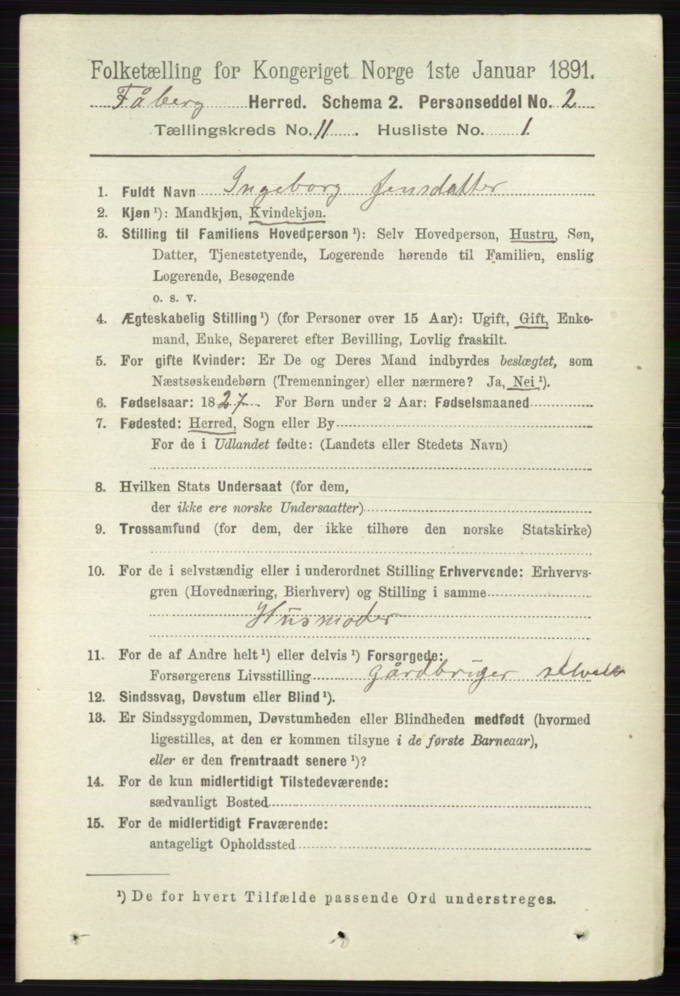 RA, 1891 census for 0524 Fåberg, 1891, p. 4493