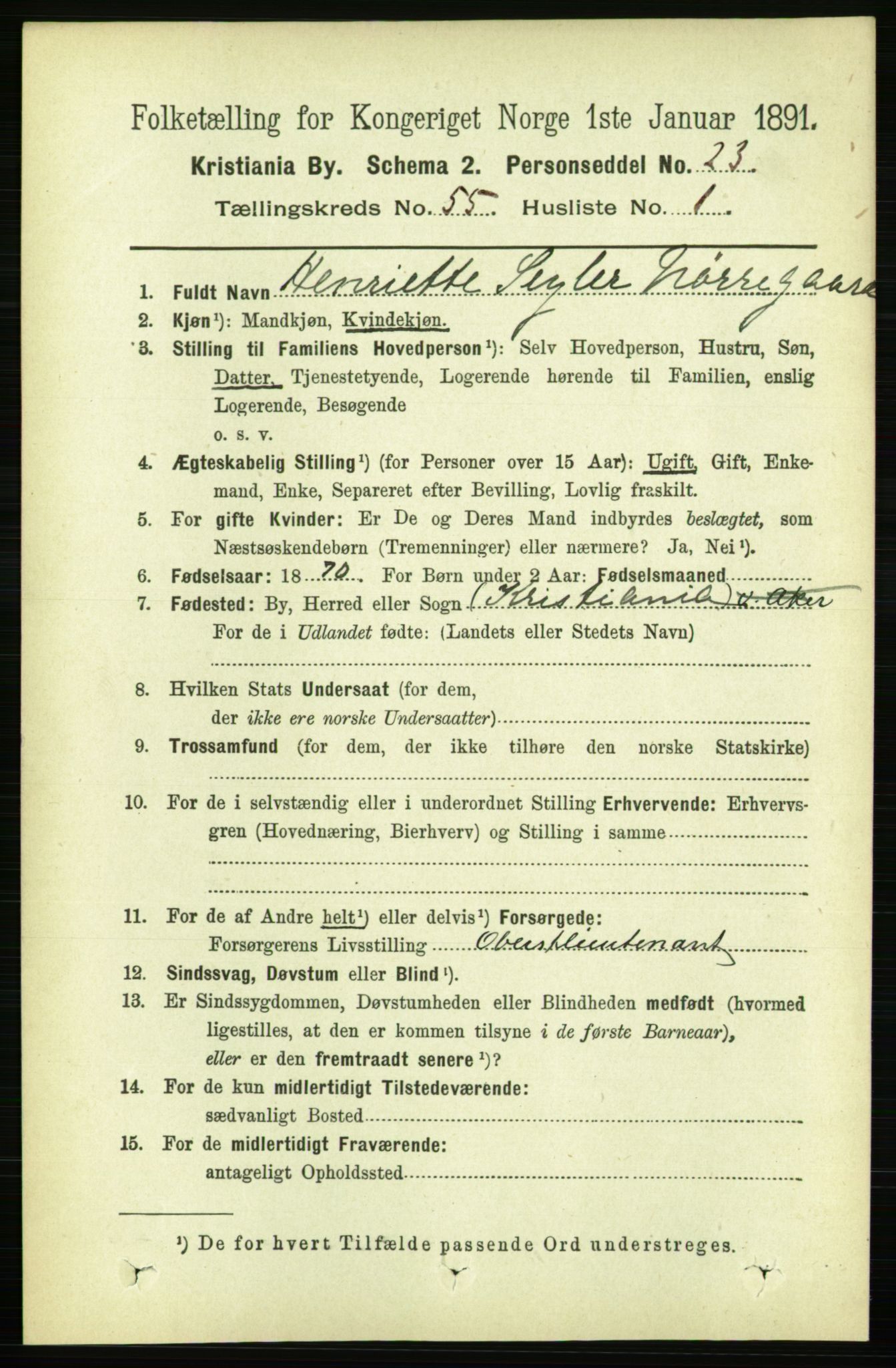 RA, 1891 census for 0301 Kristiania, 1891, p. 30099