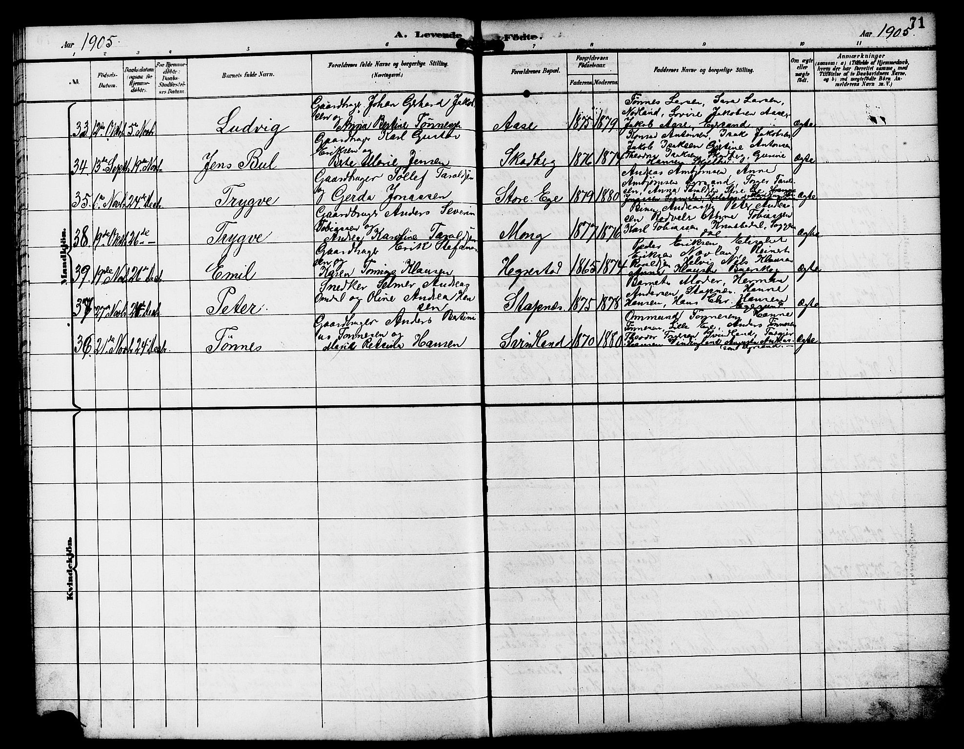 Eigersund sokneprestkontor, AV/SAST-A-101807/S09/L0009: Parish register (copy) no. B 9, 1893-1907, p. 71