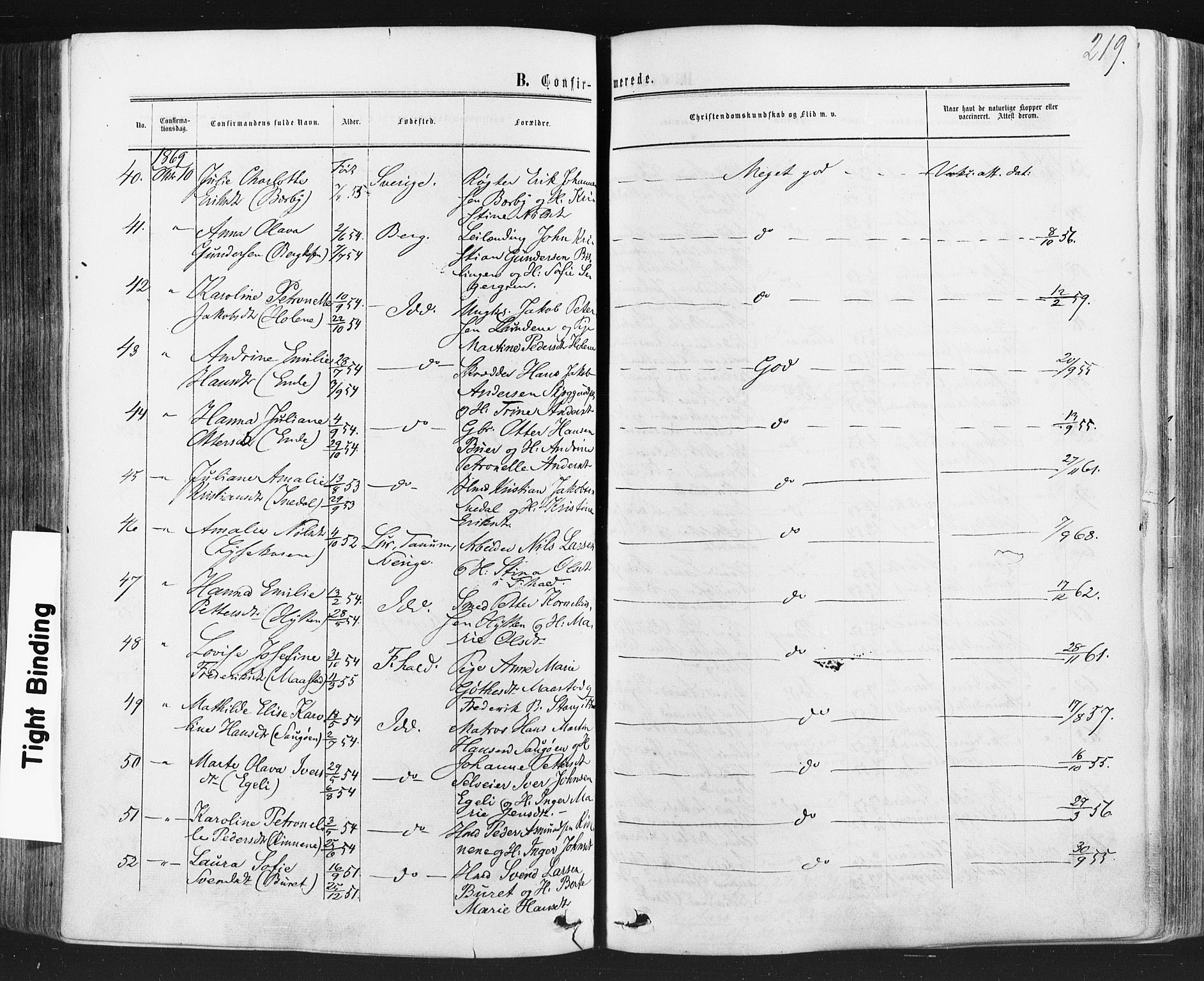 Idd prestekontor Kirkebøker, AV/SAO-A-10911/F/Fc/L0005: Parish register (official) no. III 5, 1861-1877, p. 219