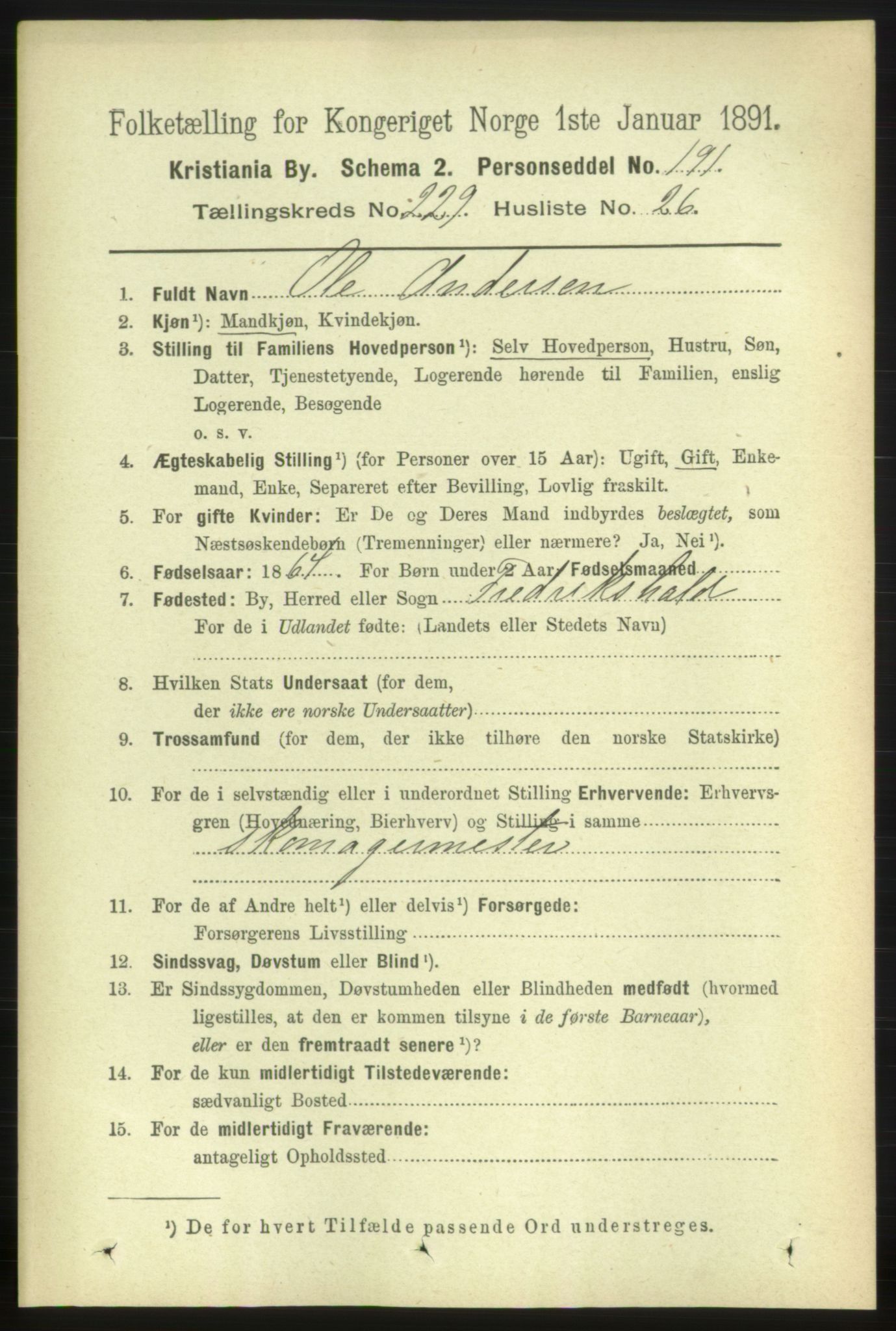 RA, 1891 census for 0301 Kristiania, 1891, p. 141341