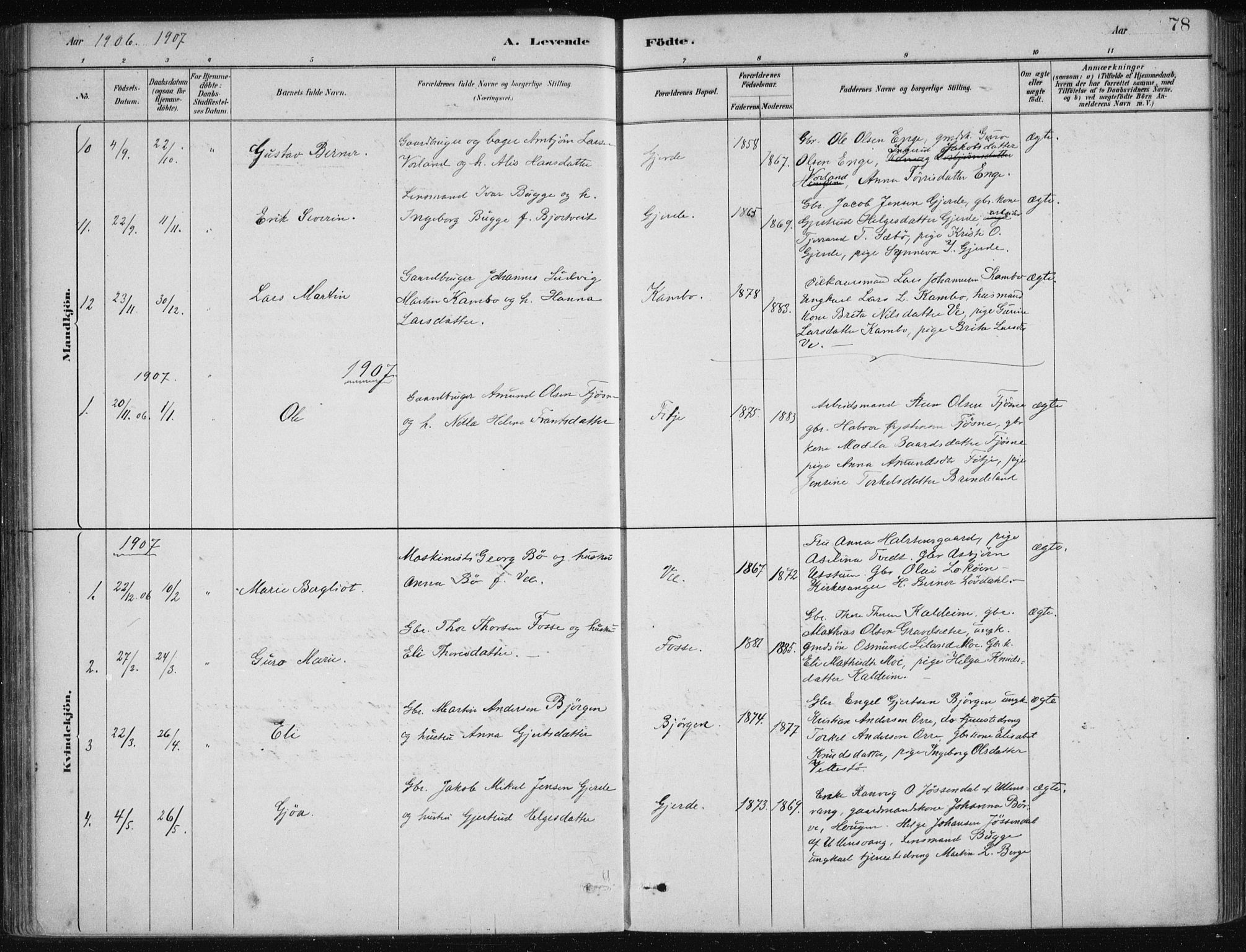 Etne sokneprestembete, SAB/A-75001/H/Haa: Parish register (official) no. C  1, 1879-1919, p. 78
