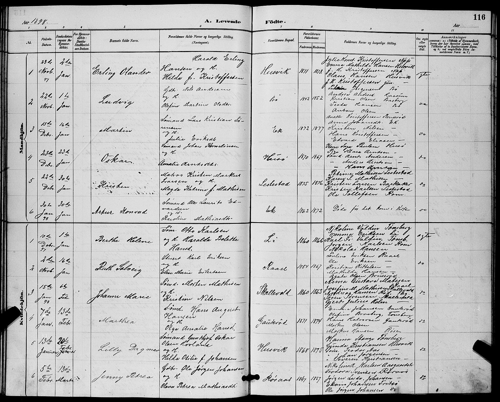 Sem kirkebøker, SAKO/A-5/G/Gb/L0002: Parish register (copy) no. II 2, 1886-1899, p. 116
