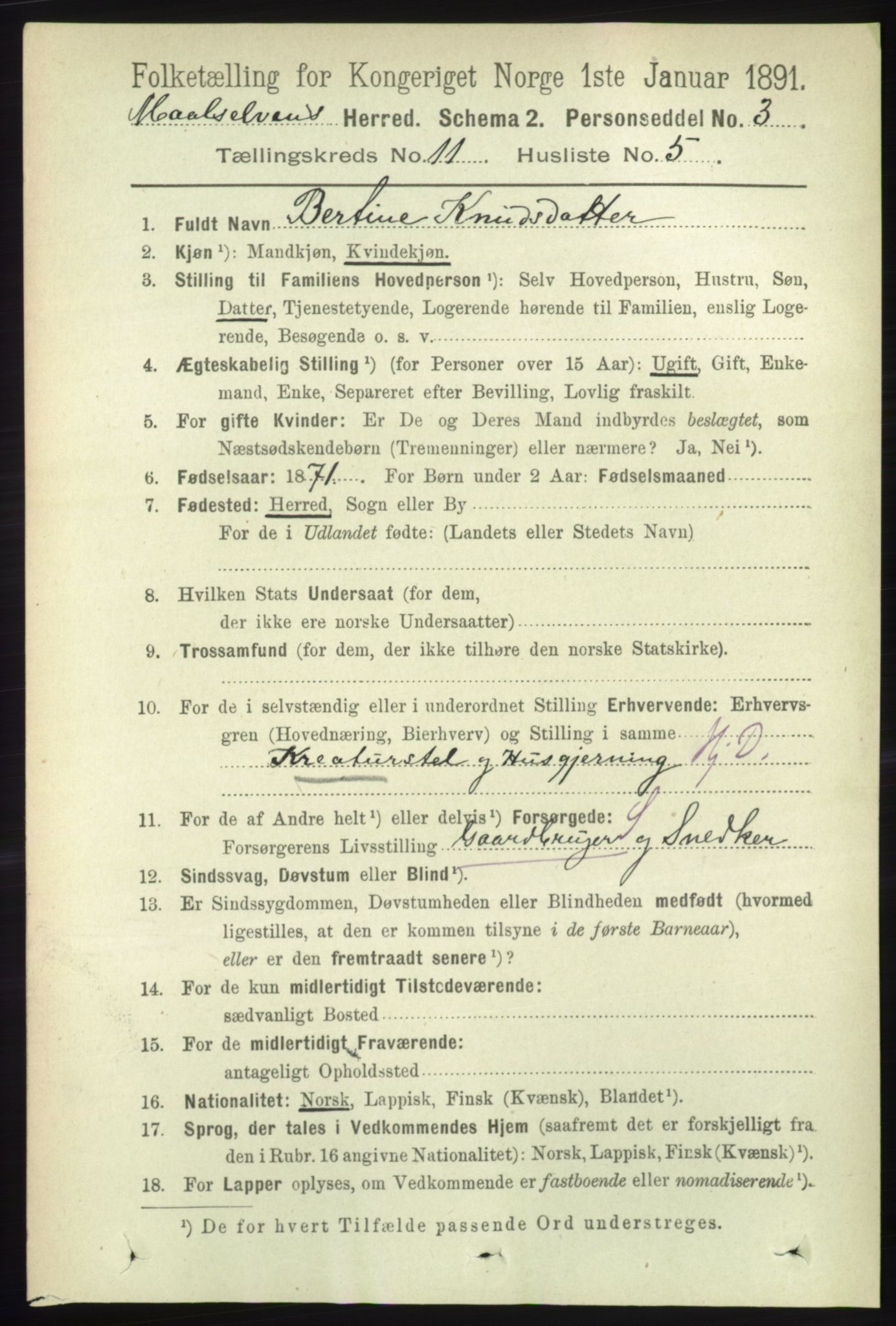 RA, 1891 census for 1924 Målselv, 1891, p. 3304