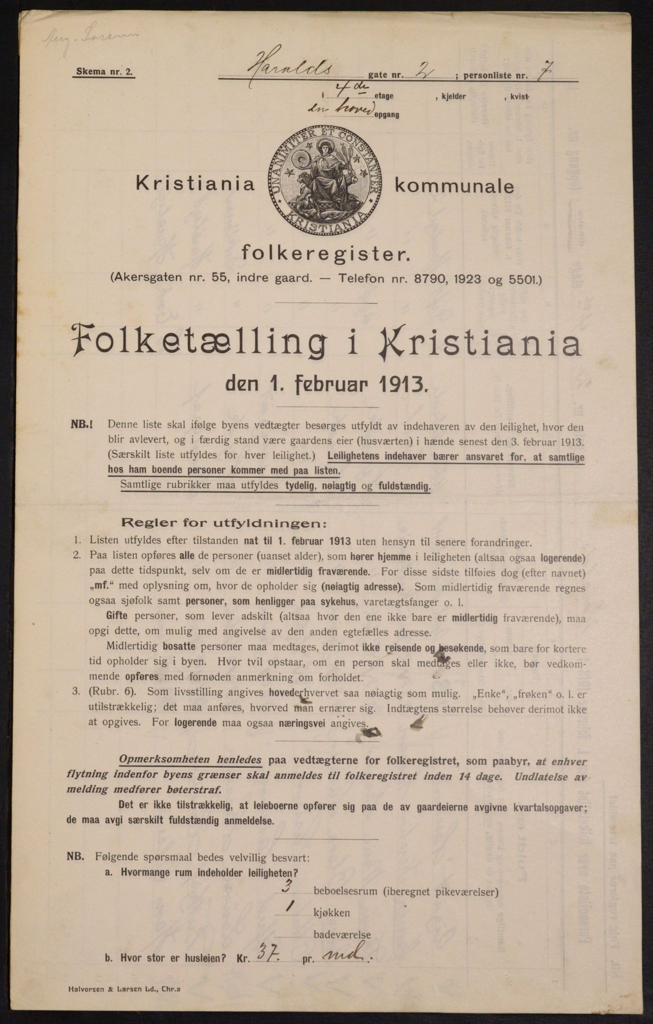 OBA, Municipal Census 1913 for Kristiania, 1913, p. 35089