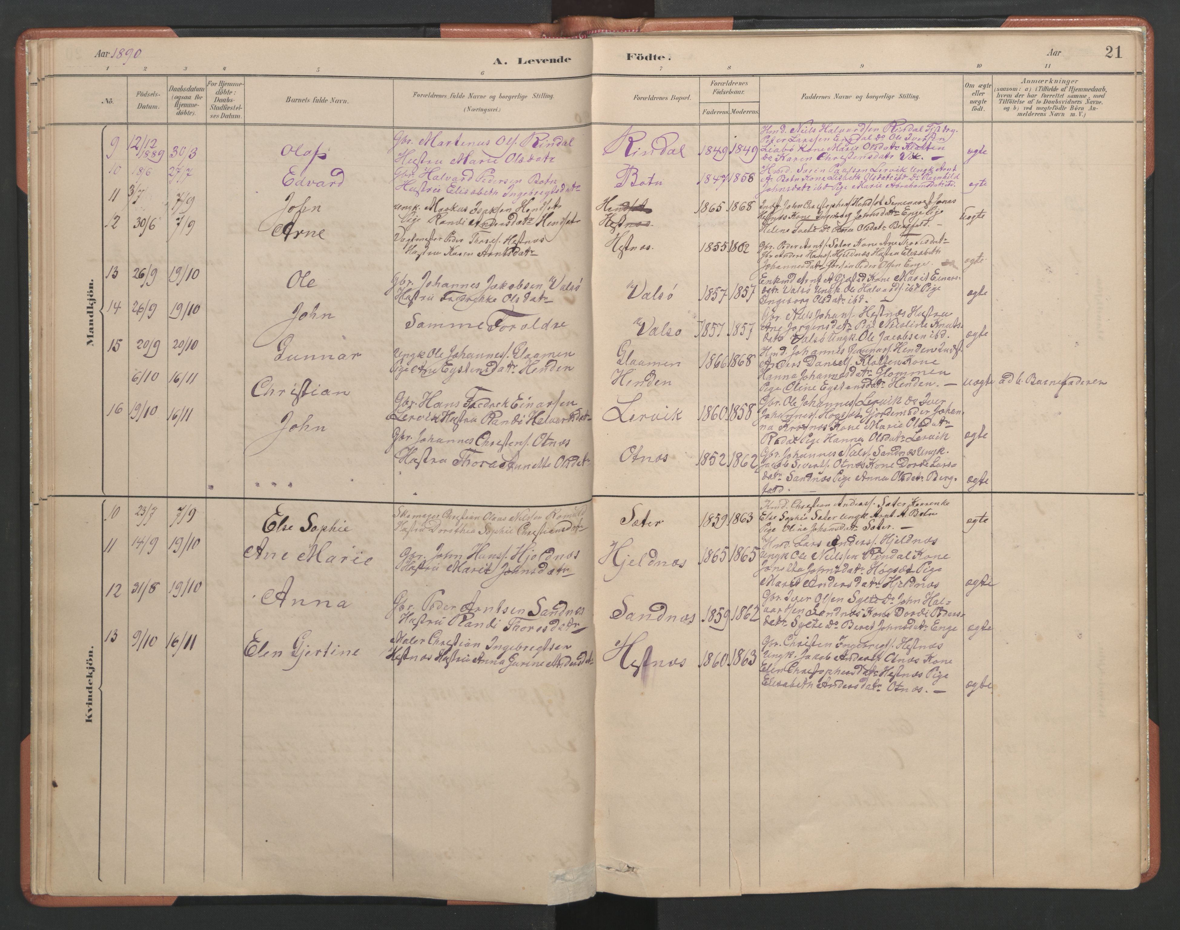 Ministerialprotokoller, klokkerbøker og fødselsregistre - Møre og Romsdal, AV/SAT-A-1454/580/L0926: Parish register (copy) no. 580C01, 1882-1903, p. 21