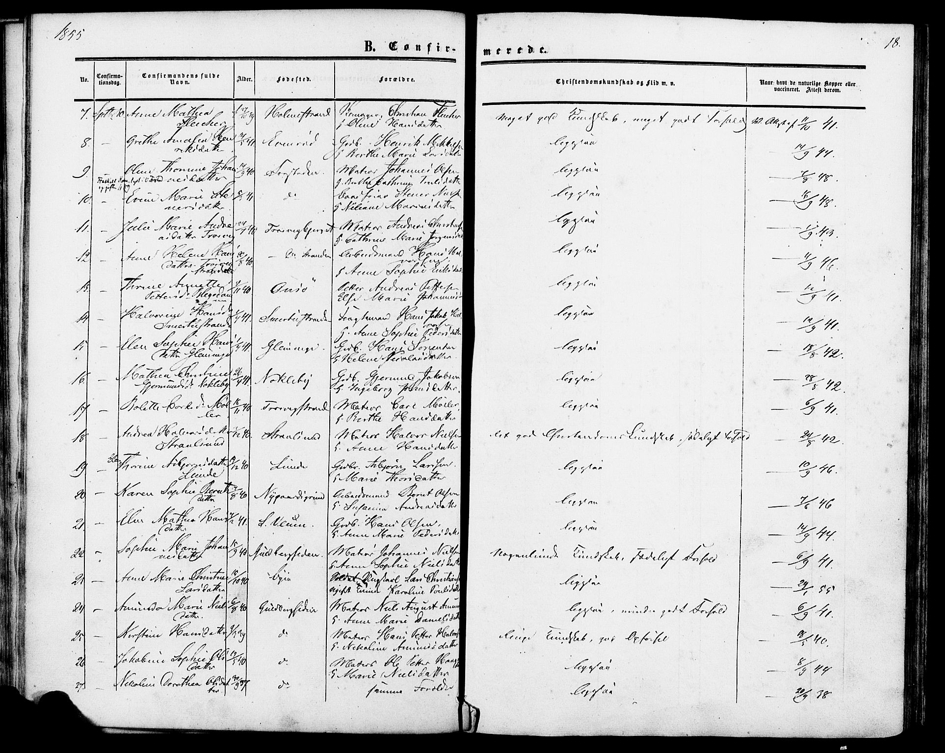 Glemmen prestekontor Kirkebøker, SAO/A-10908/F/Fa/L0006: Parish register (official) no. 6, 1849-1865, p. 18