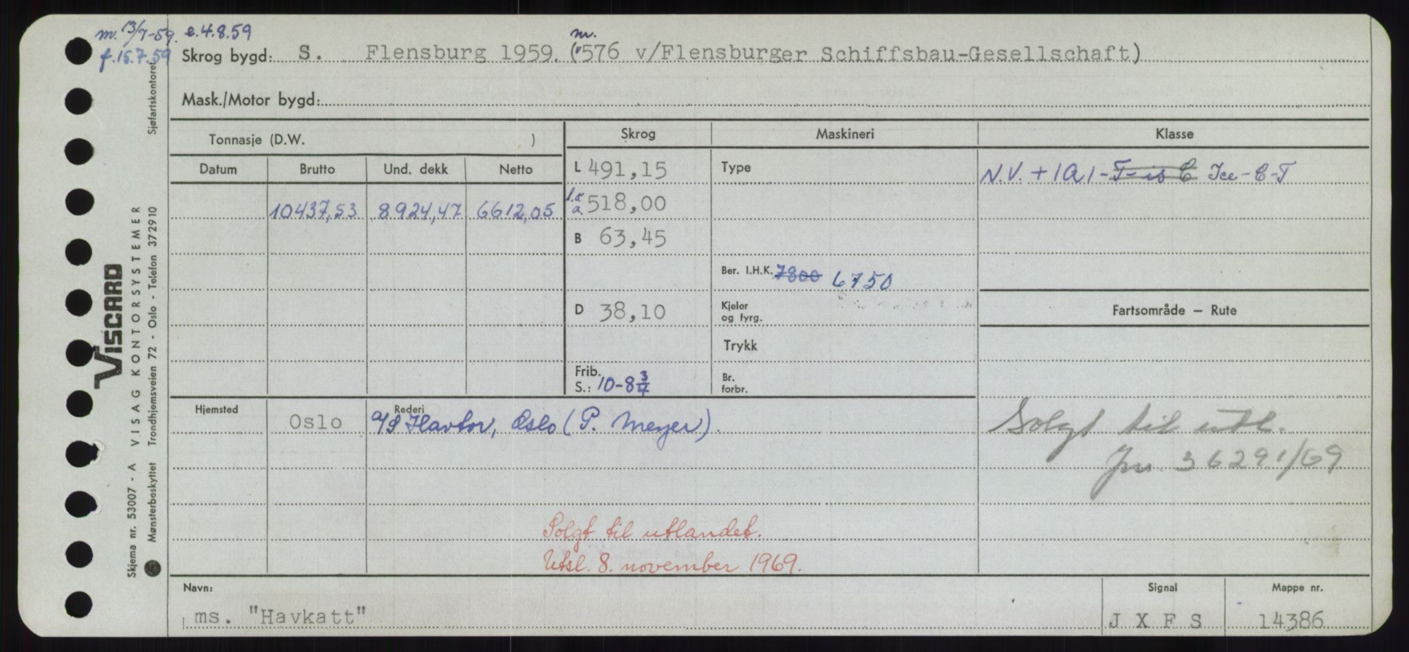 Sjøfartsdirektoratet med forløpere, Skipsmålingen, RA/S-1627/H/Hd/L0014: Fartøy, H-Havl, p. 597