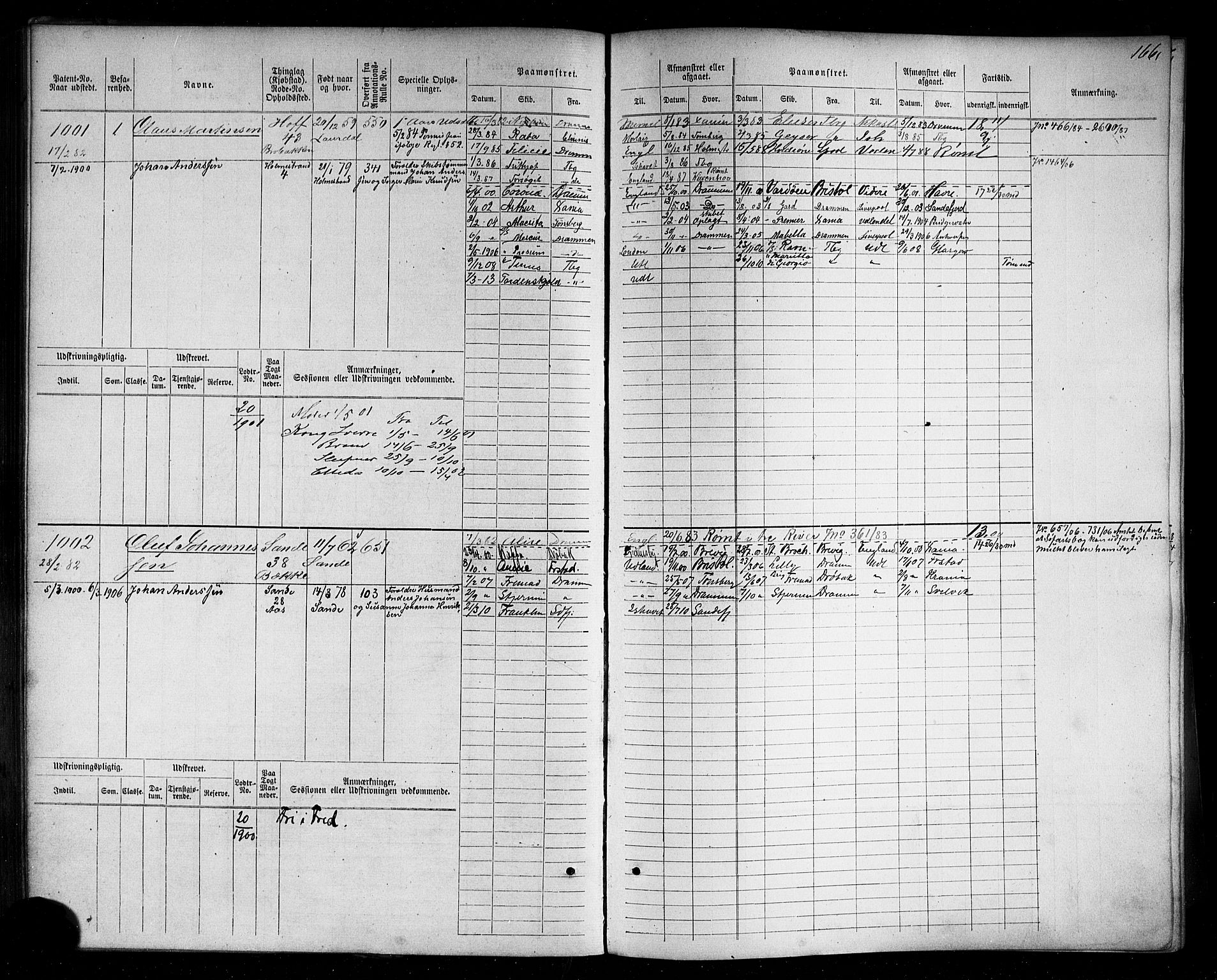 Holmestrand innrulleringskontor, SAKO/A-1151/F/Fc/L0004: Hovedrulle, 1872-1913, p. 204