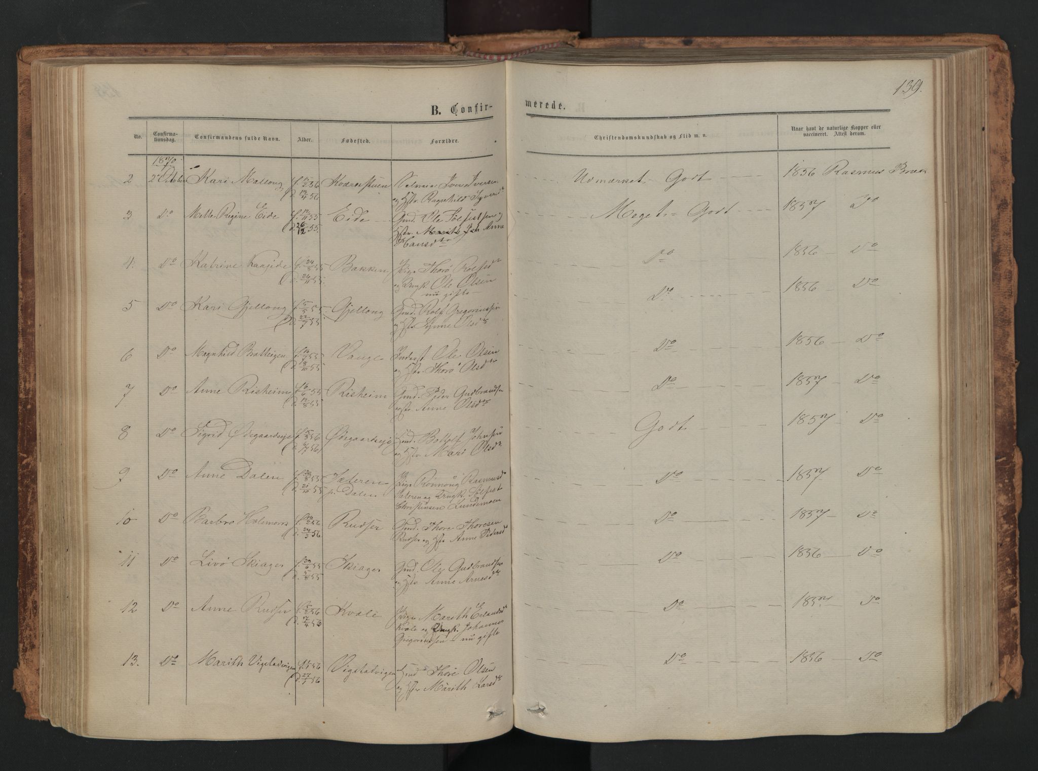 Skjåk prestekontor, SAH/PREST-072/H/Ha/Haa/L0001: Parish register (official) no. 1, 1863-1879, p. 139