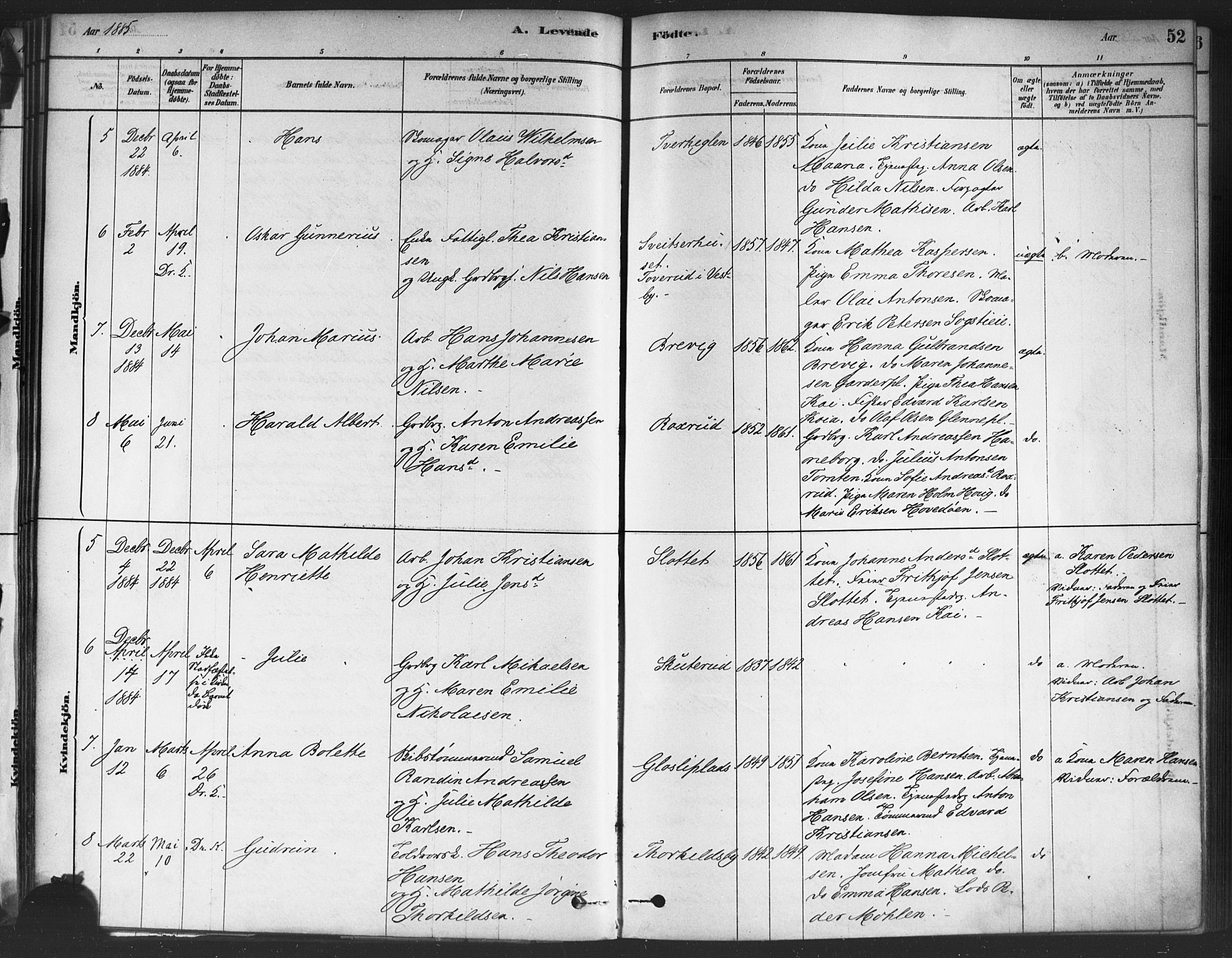 Drøbak prestekontor Kirkebøker, AV/SAO-A-10142a/F/Fc/L0002: Parish register (official) no. III 2, 1878-1891, p. 52