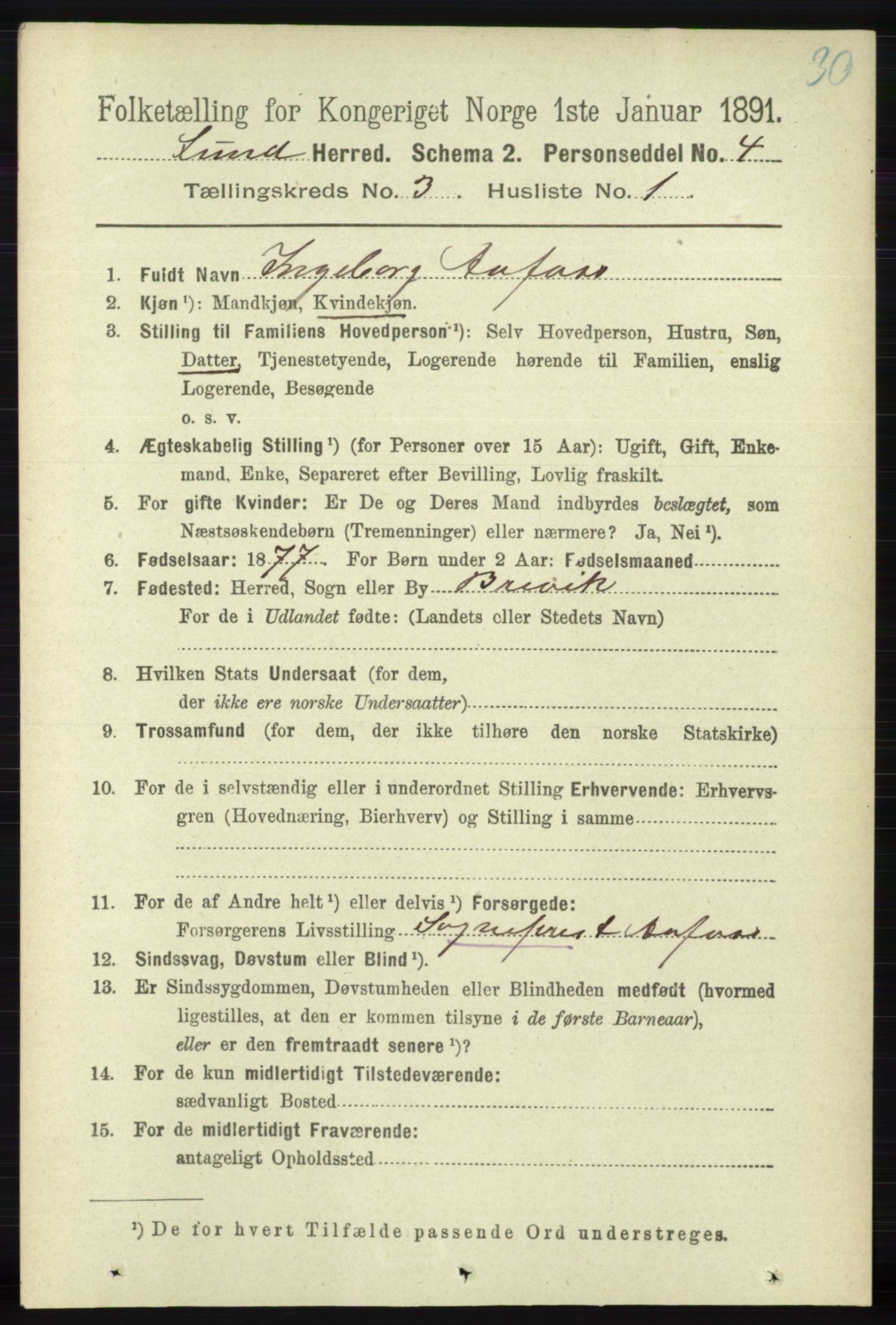 RA, 1891 census for 1112 Lund, 1891, p. 608