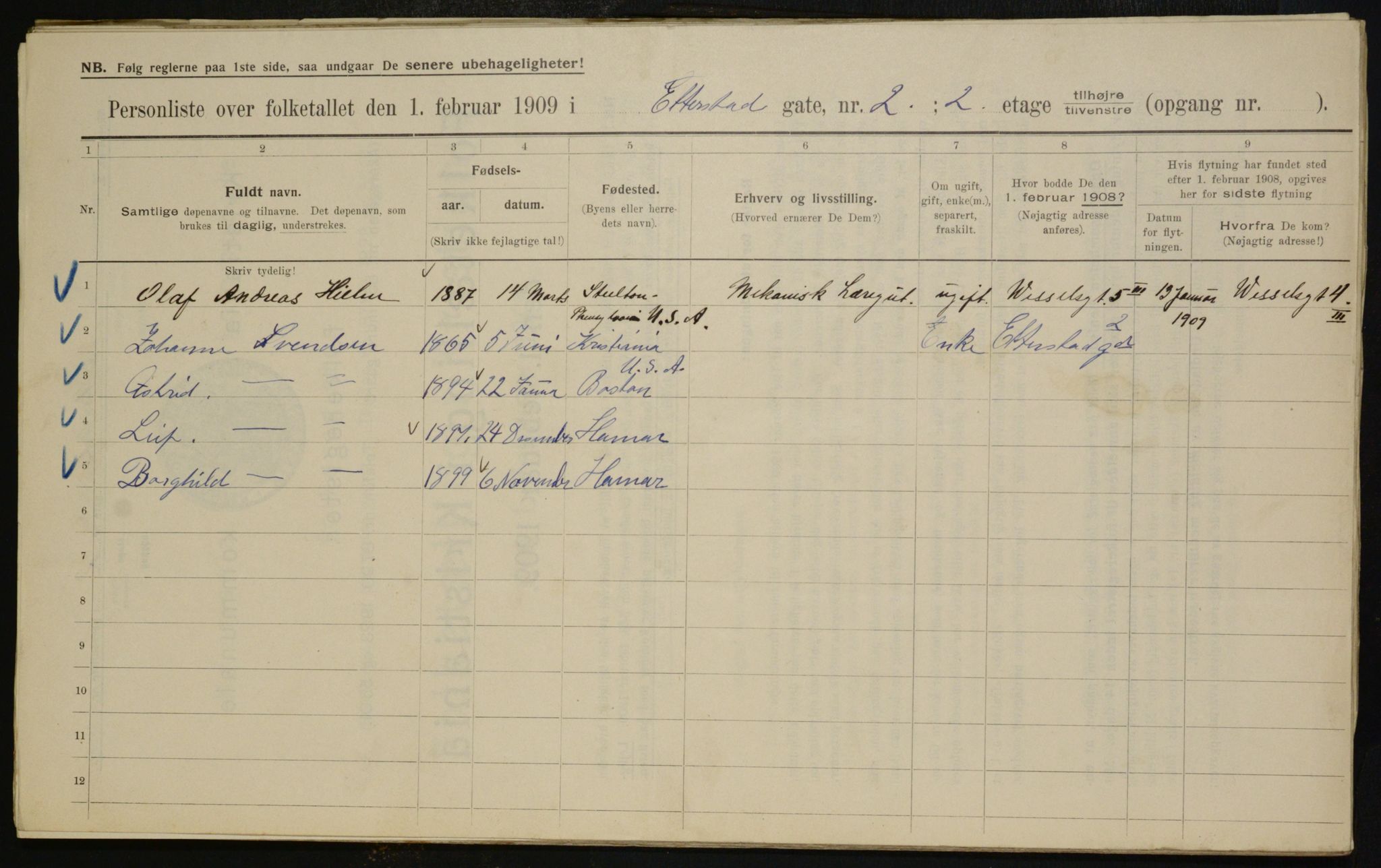 OBA, Municipal Census 1909 for Kristiania, 1909, p. 20179