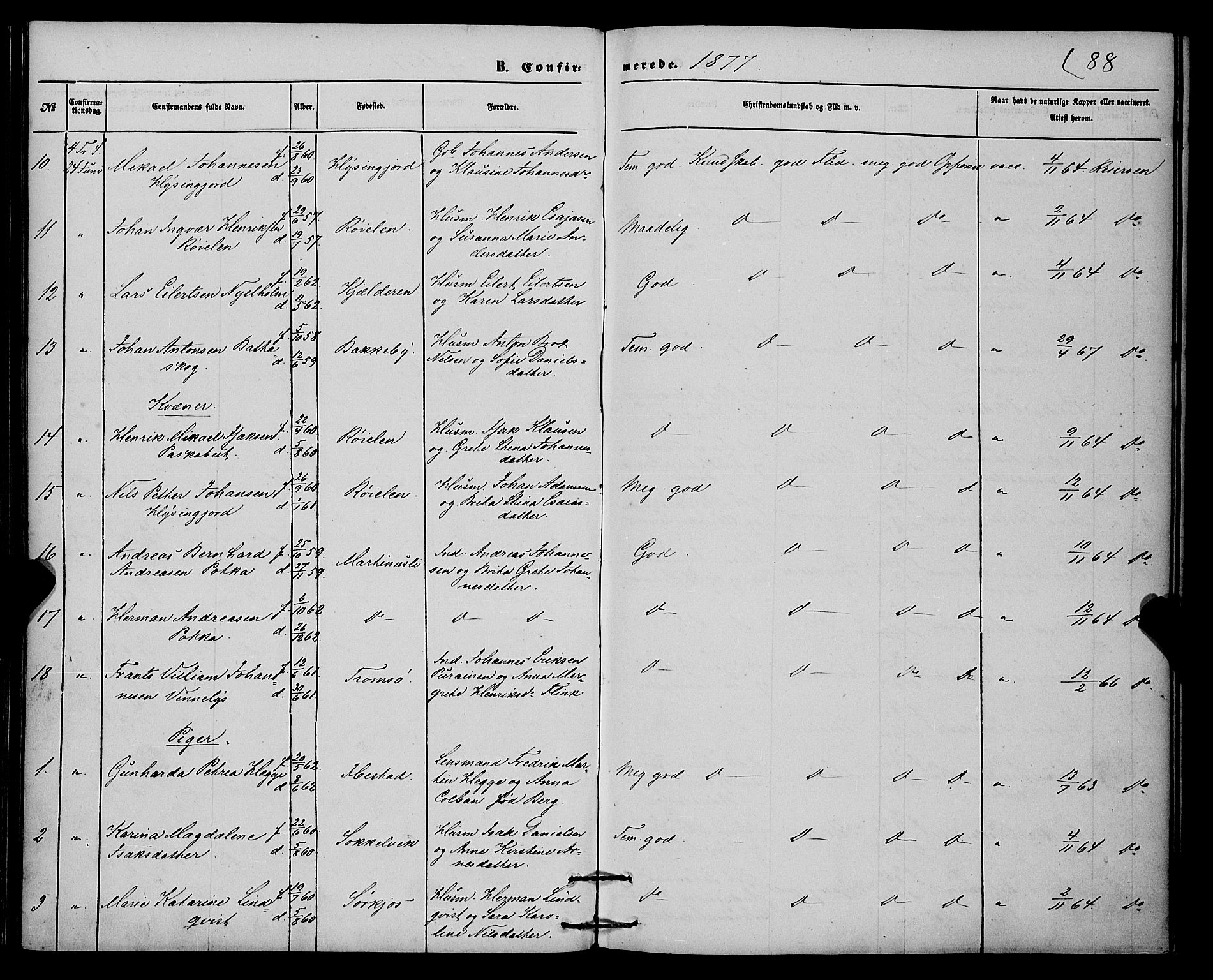 Skjervøy sokneprestkontor, SATØ/S-1300/H/Ha/Haa/L0013kirke: Parish register (official) no. 13, 1863-1877, p. 88