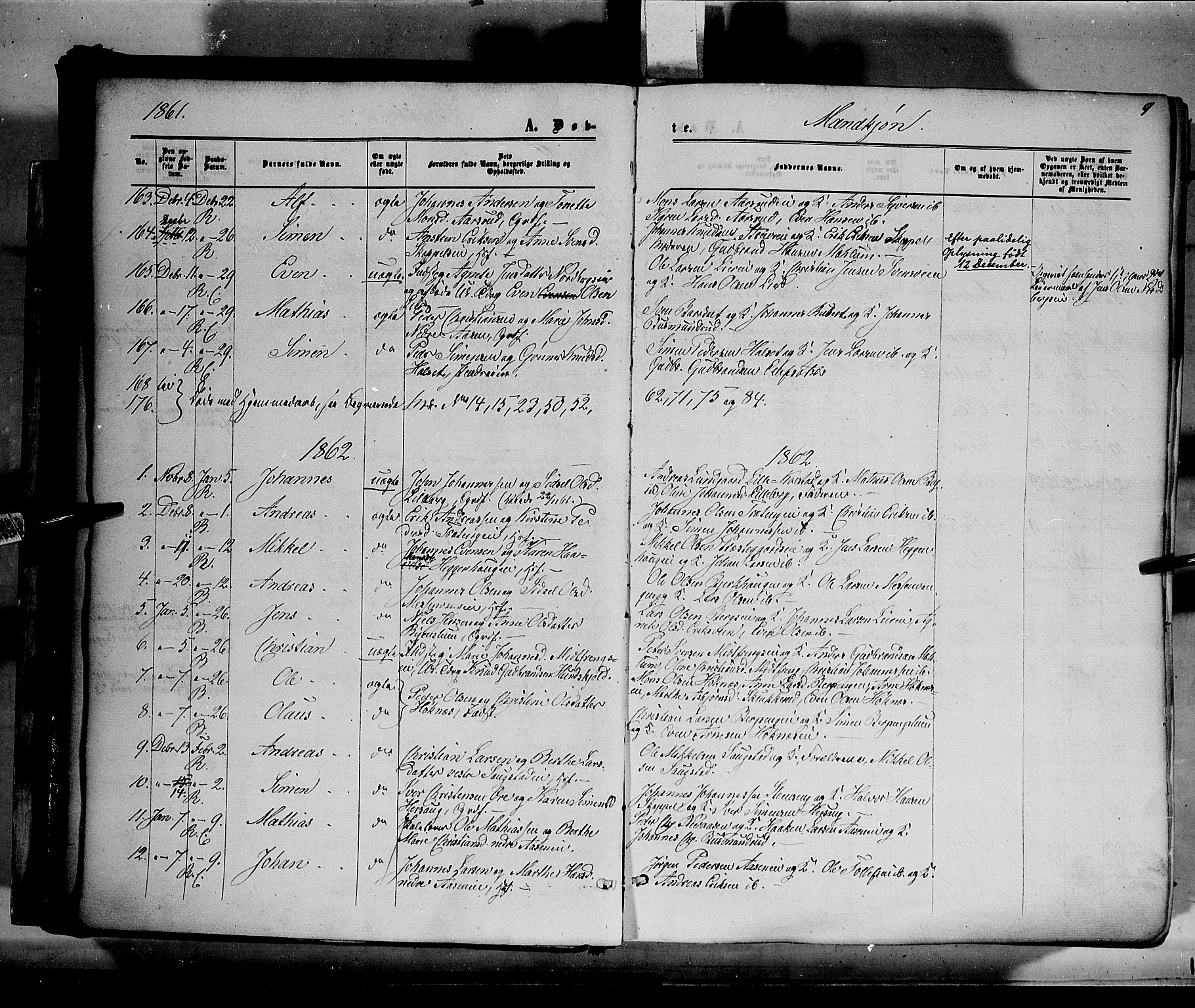 Ringsaker prestekontor, AV/SAH-PREST-014/K/Ka/L0010: Parish register (official) no. 10, 1861-1869, p. 9