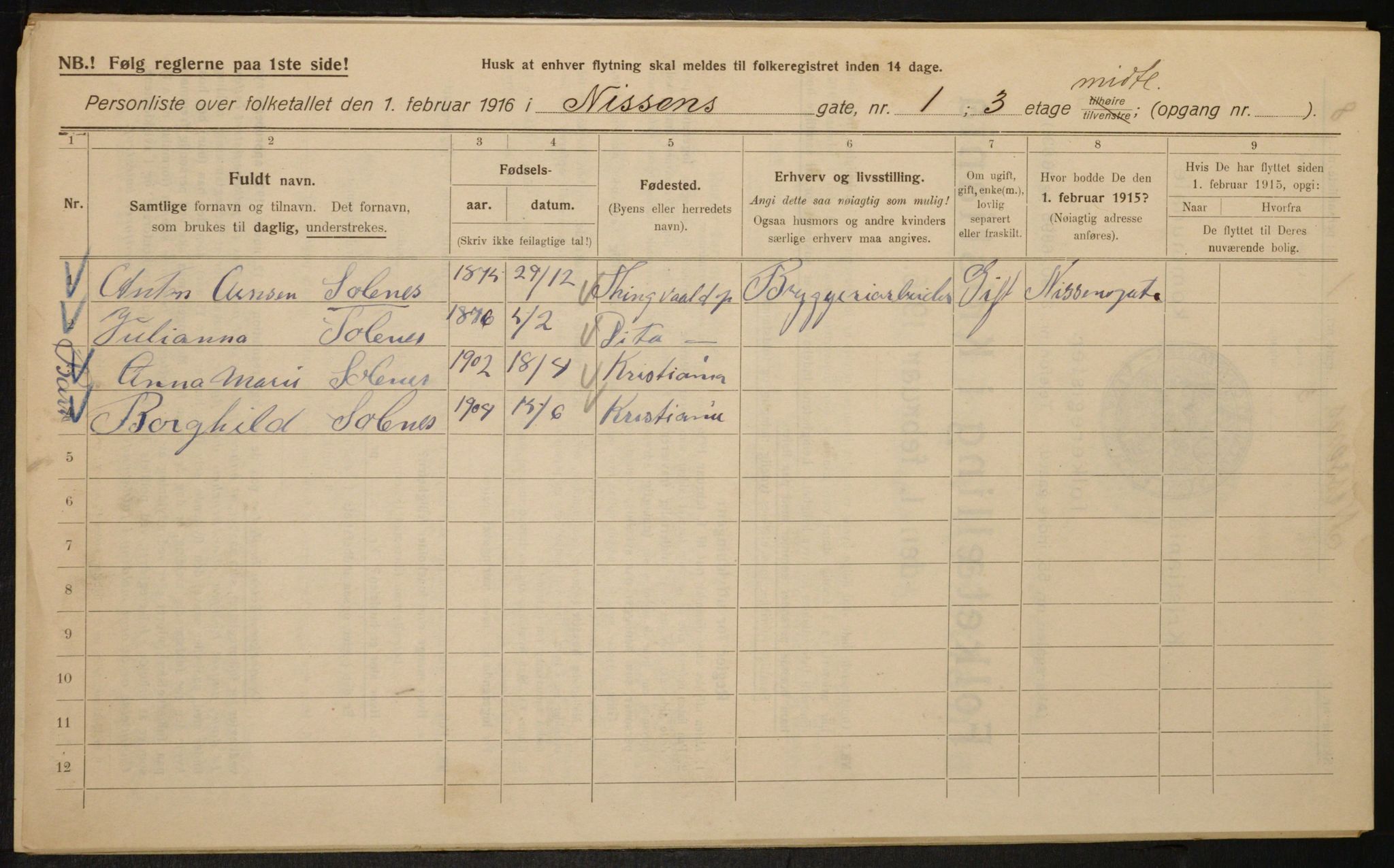 OBA, Municipal Census 1916 for Kristiania, 1916, p. 72921
