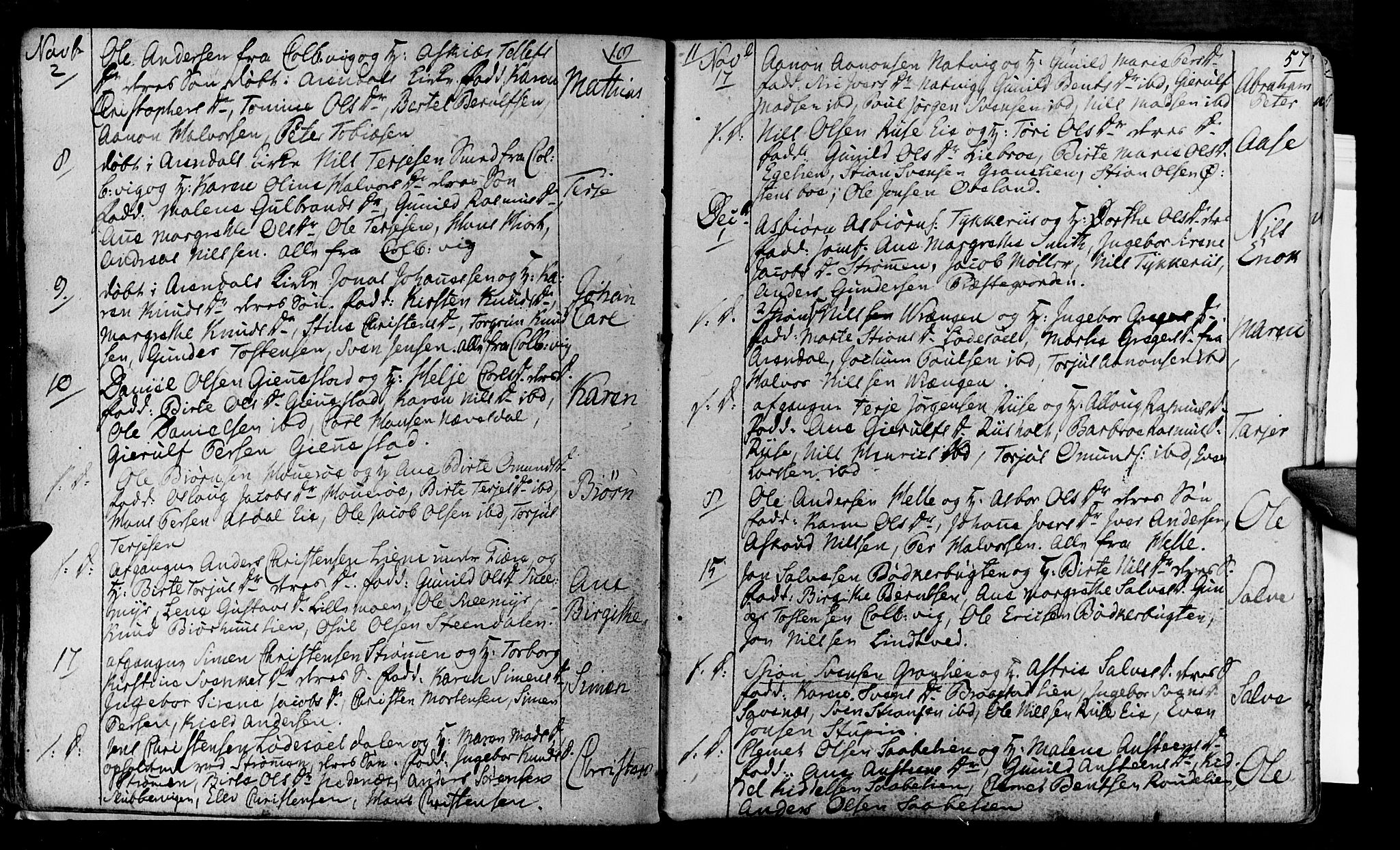 Øyestad sokneprestkontor, AV/SAK-1111-0049/F/Fa/L0011: Parish register (official) no. A 11, 1805-1824, p. 57