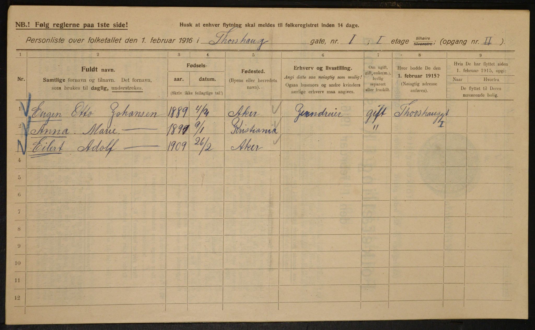 OBA, Municipal Census 1916 for Kristiania, 1916, p. 117627