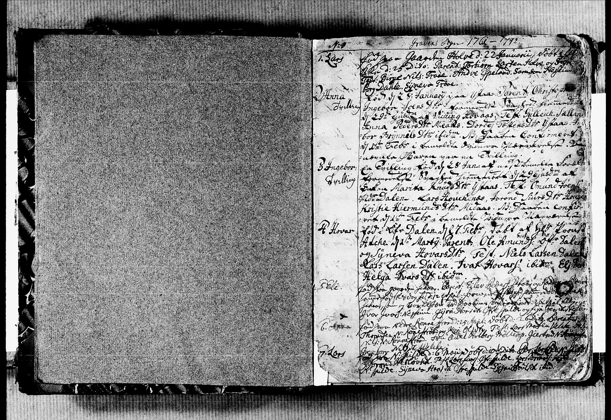 Ulvik sokneprestembete, SAB/A-78801/H/Haa: Parish register (official) no. A 7, 1761-1792, p. 1