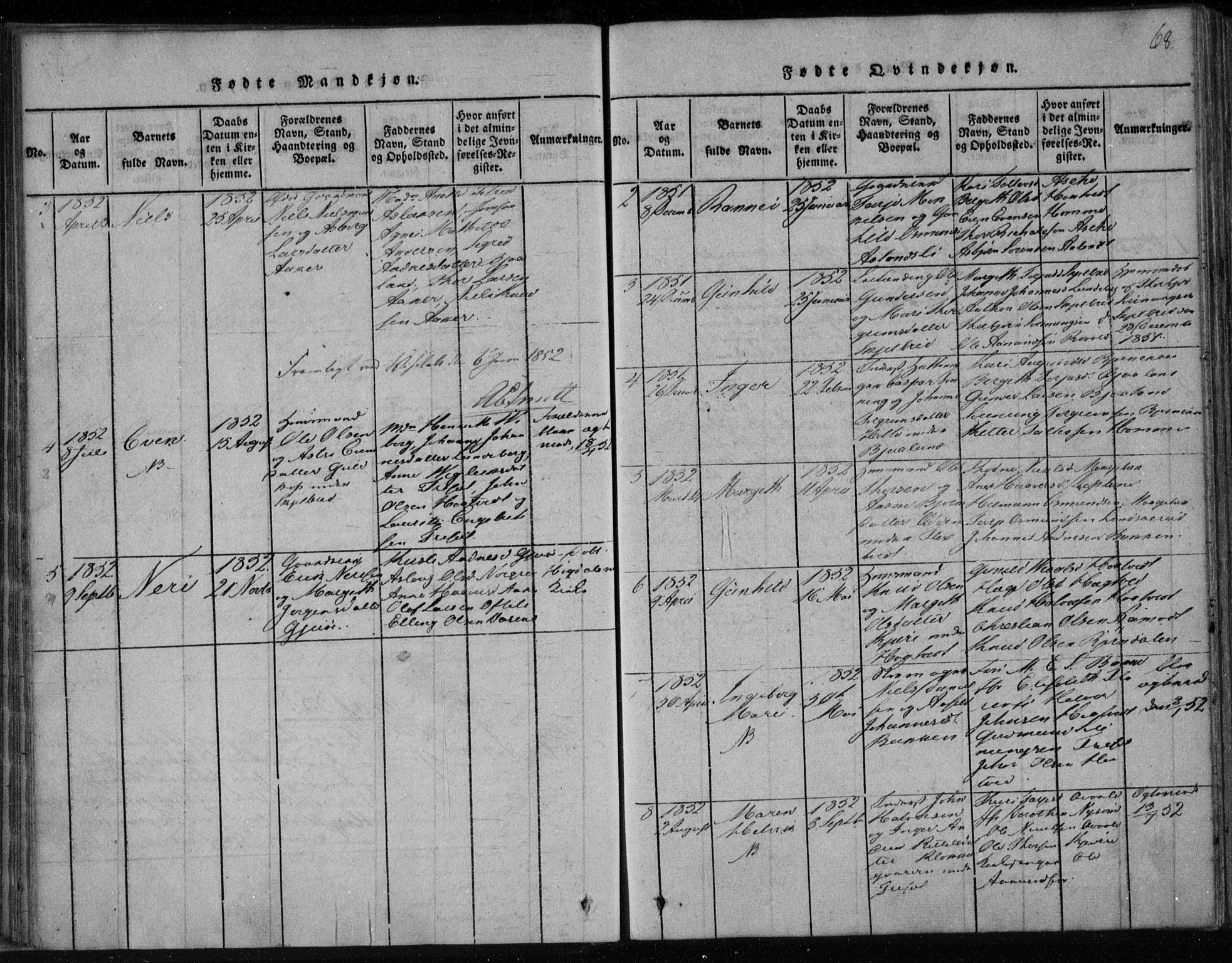 Lårdal kirkebøker, SAKO/A-284/F/Fa/L0005: Parish register (official) no. I 5, 1815-1860, p. 68