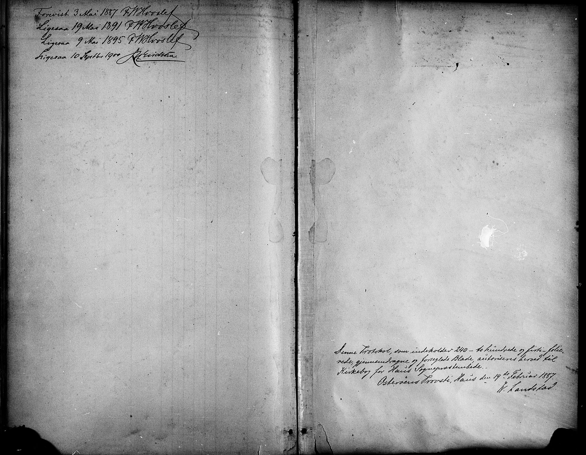 Haus sokneprestembete, AV/SAB-A-75601/H/Haa/Haad/L0001: Parish register (official) no. D 1, 1887-1898