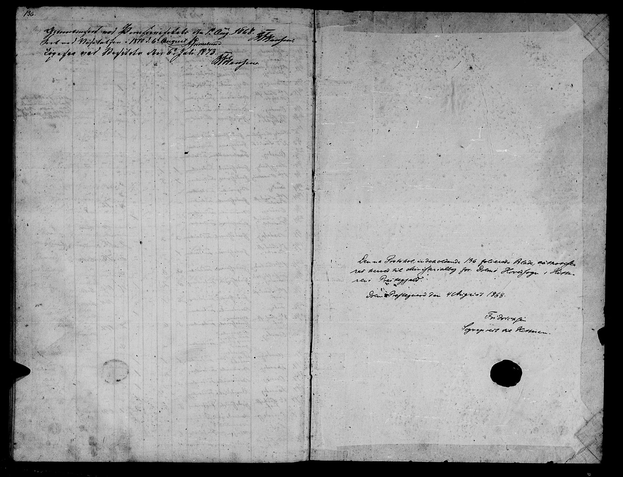 Ministerialprotokoller, klokkerbøker og fødselsregistre - Sør-Trøndelag, SAT/A-1456/634/L0539: Parish register (copy) no. 634C01, 1866-1873, p. 136
