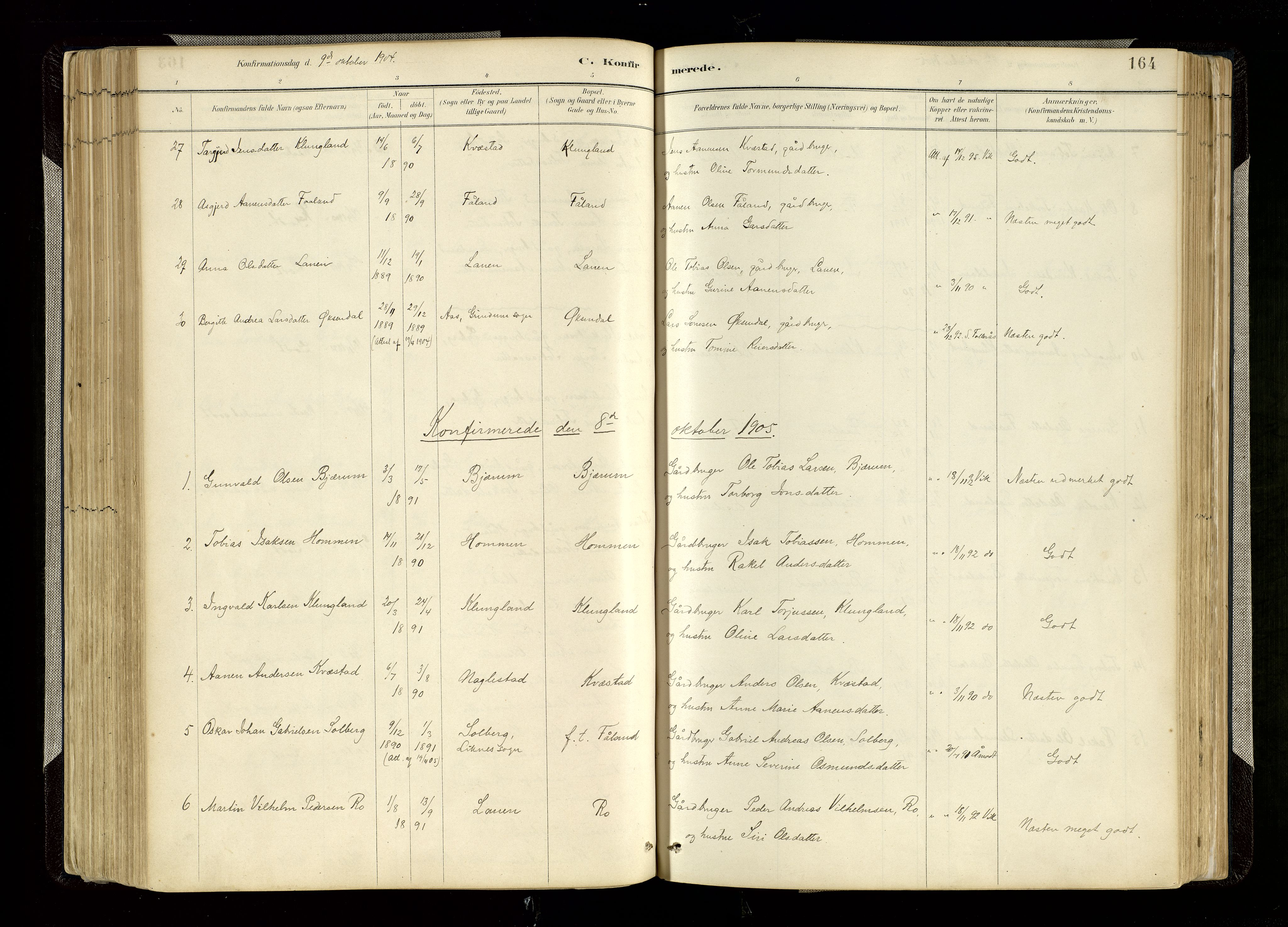 Hægebostad sokneprestkontor, AV/SAK-1111-0024/F/Fa/Faa/L0006: Parish register (official) no. A 6, 1887-1929, p. 164