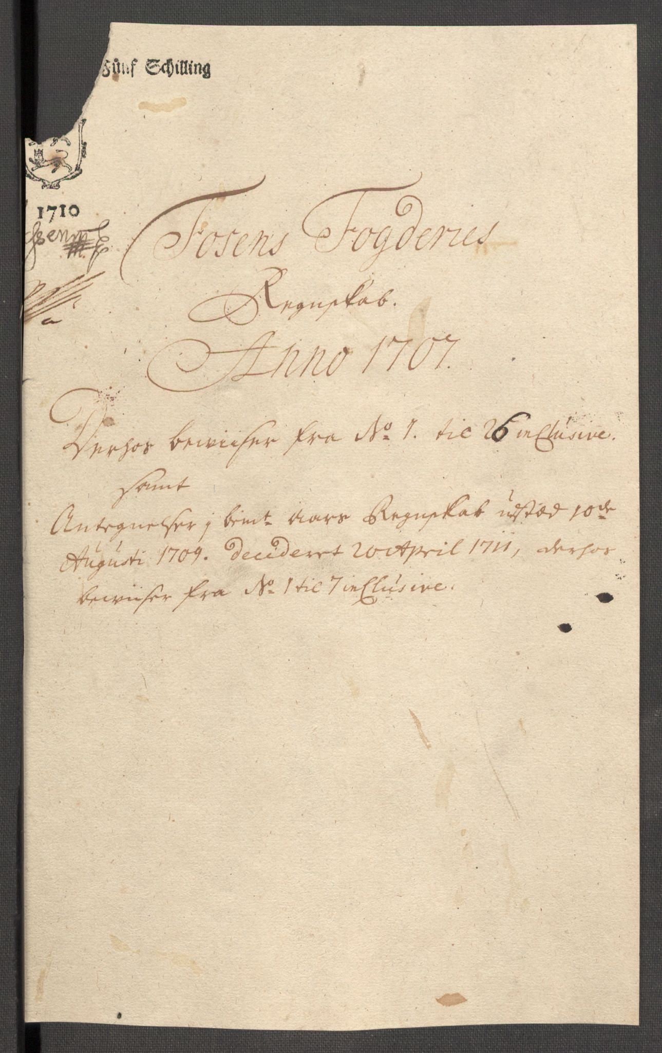 Rentekammeret inntil 1814, Reviderte regnskaper, Fogderegnskap, AV/RA-EA-4092/R57/L3857: Fogderegnskap Fosen, 1706-1707, p. 270