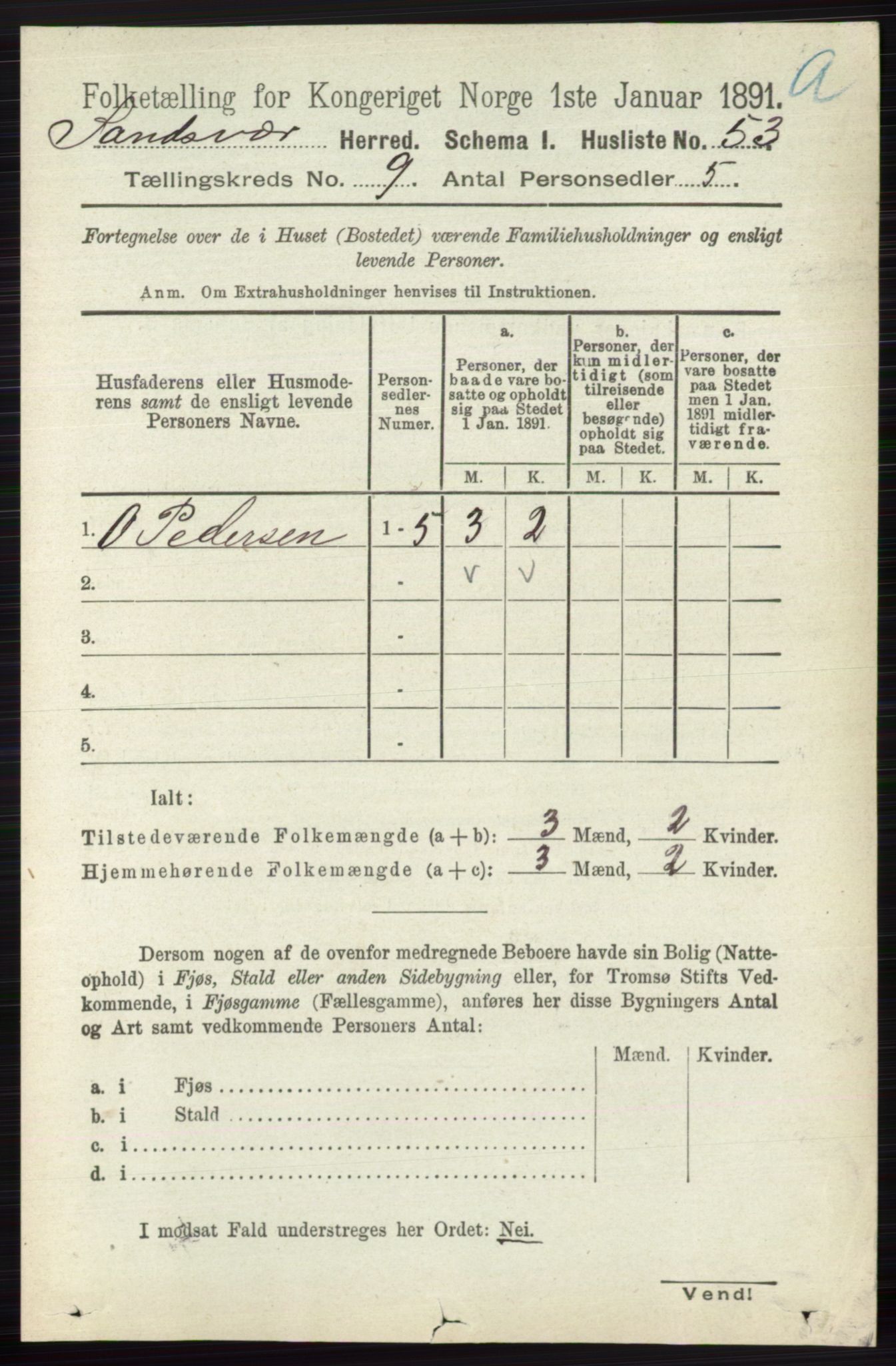 RA, 1891 census for 0629 Sandsvær, 1891, p. 4415