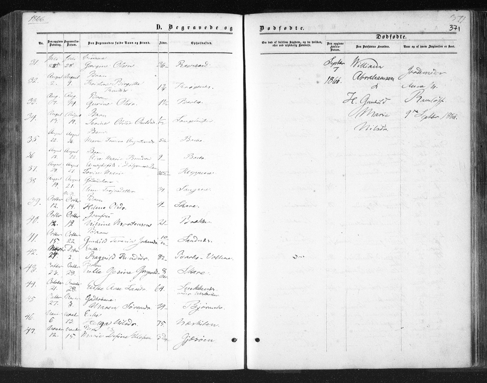 Tromøy sokneprestkontor, SAK/1111-0041/F/Fa/L0007: Parish register (official) no. A 7, 1864-1869, p. 371