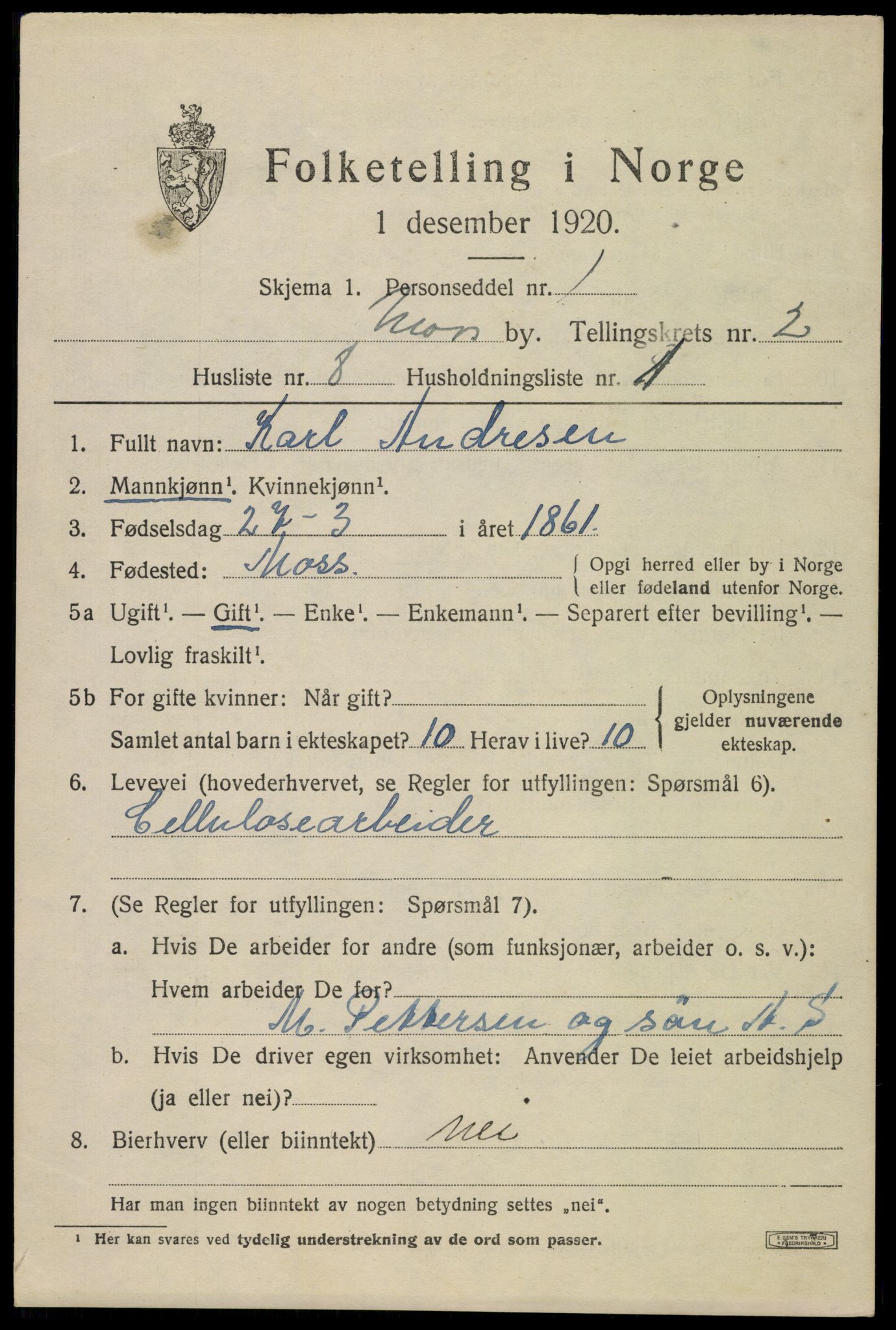 SAO, 1920 census for Moss, 1920, p. 8607