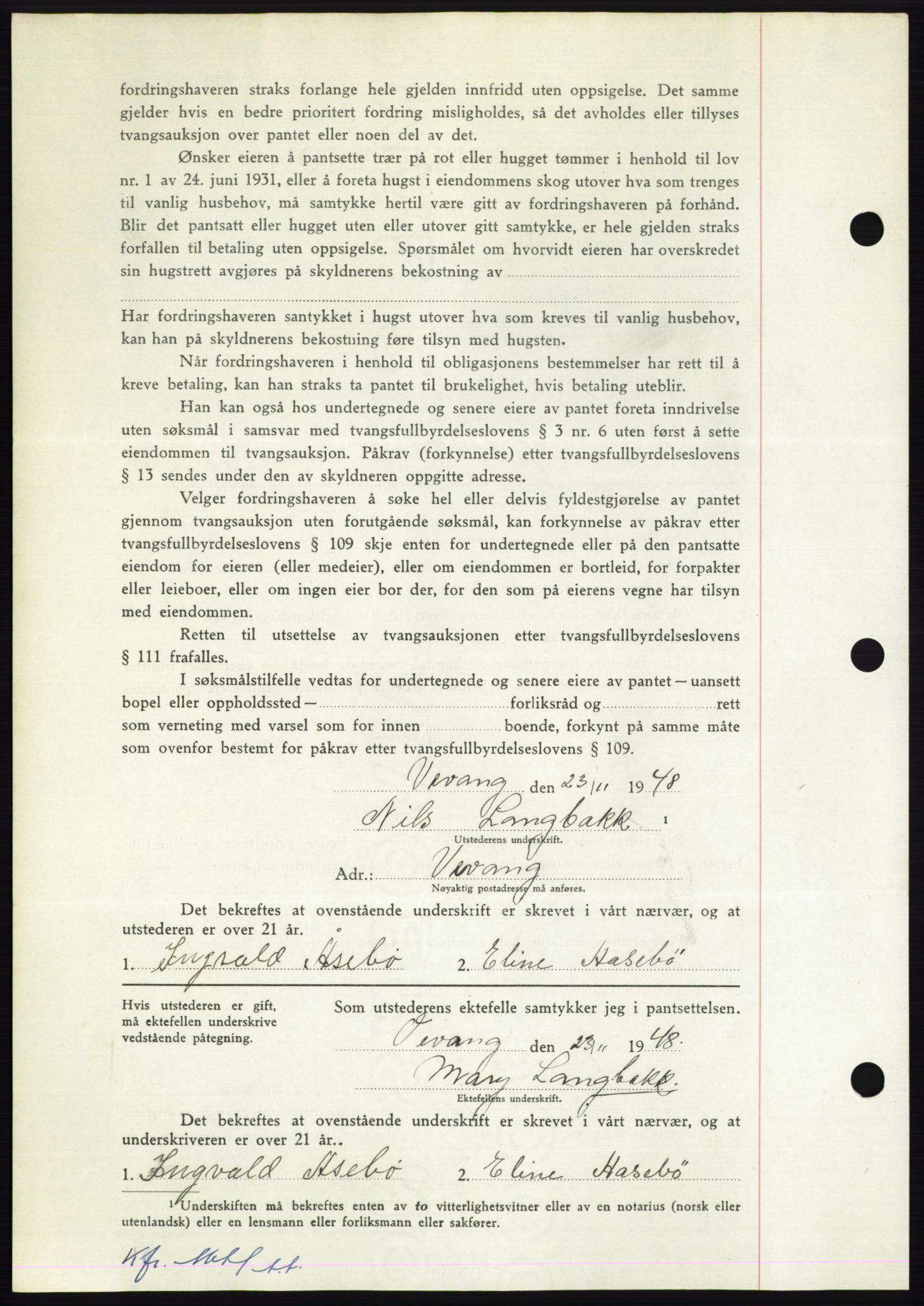 Nordmøre sorenskriveri, AV/SAT-A-4132/1/2/2Ca: Mortgage book no. B100, 1948-1949, Diary no: : 3518/1948