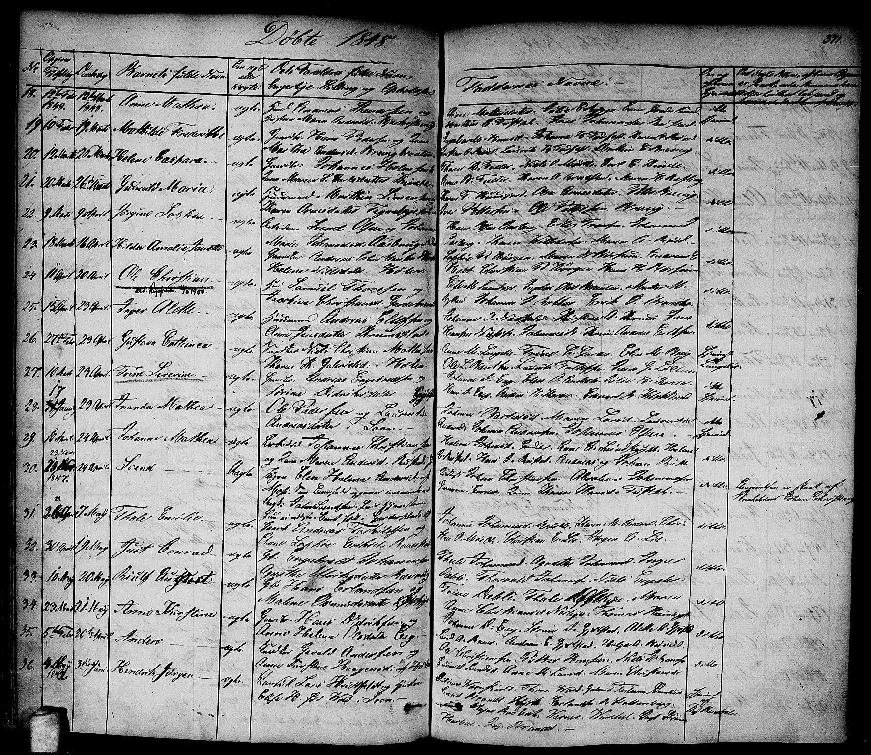 Vestby prestekontor Kirkebøker, AV/SAO-A-10893/F/Fa/L0006: Parish register (official) no. I 6, 1827-1849, p. 371