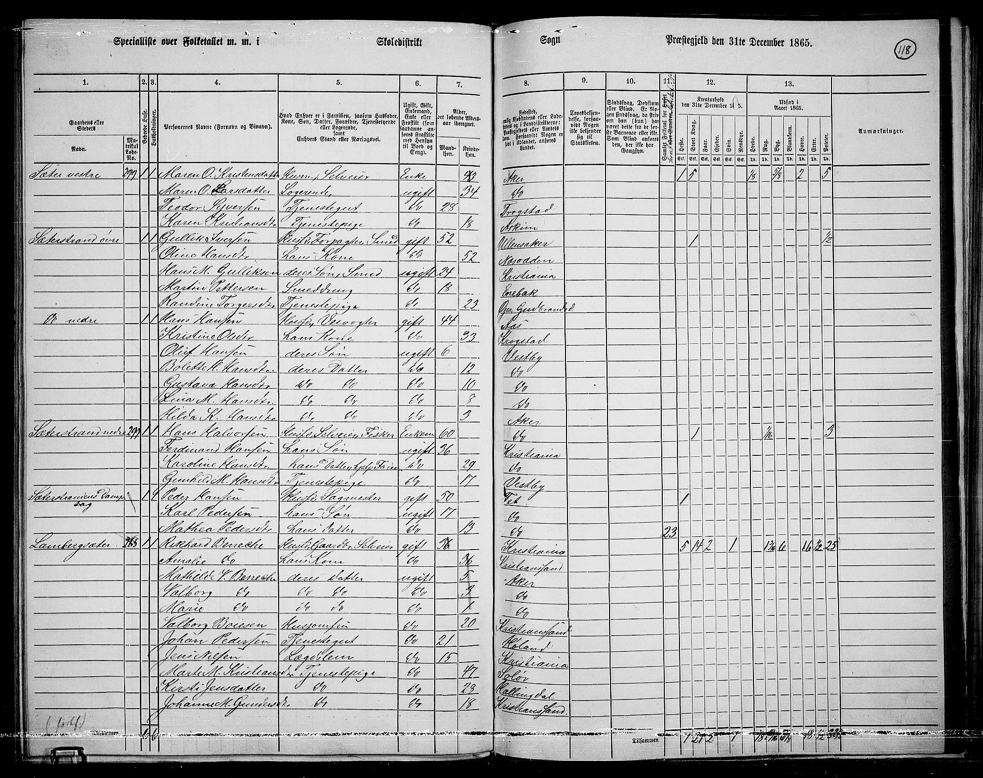 RA, 1865 census for Østre Aker, 1865, p. 342