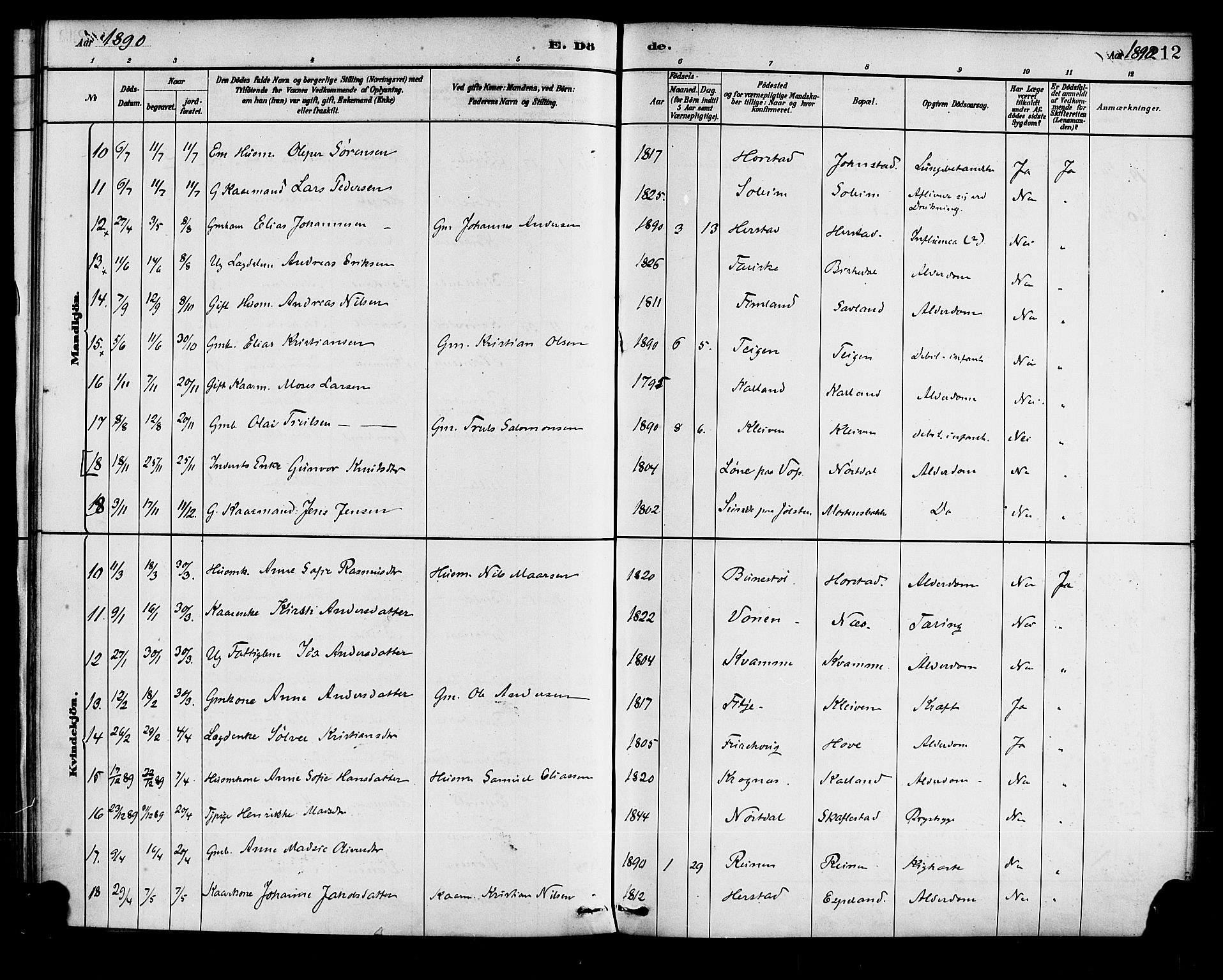 Førde sokneprestembete, SAB/A-79901/H/Haa/Haad/L0001: Parish register (official) no. D 1, 1881-1898, p. 212