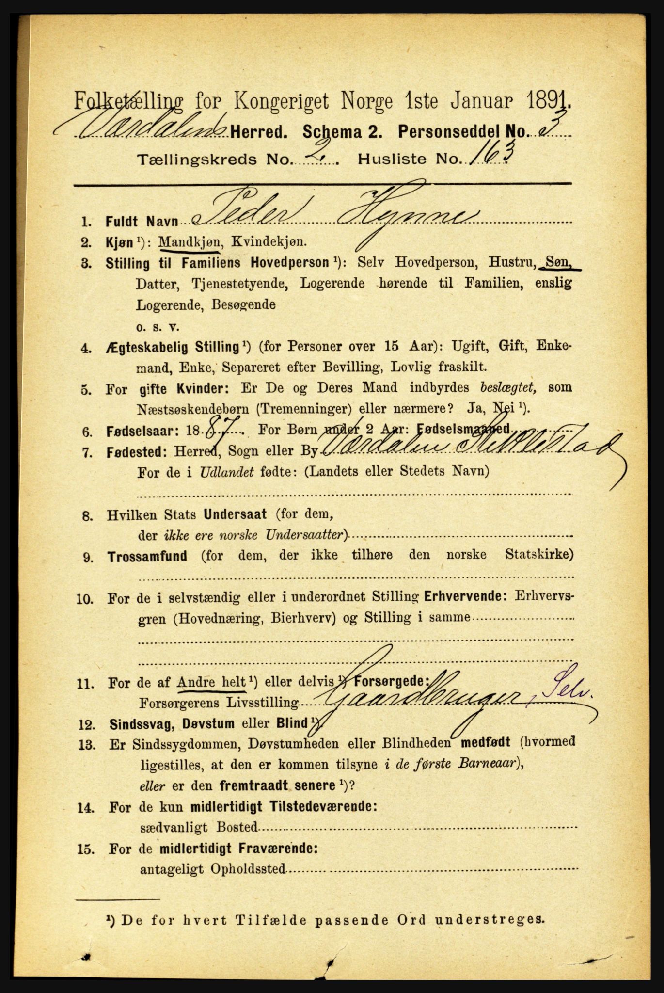 RA, 1891 census for 1721 Verdal, 1891, p. 1635