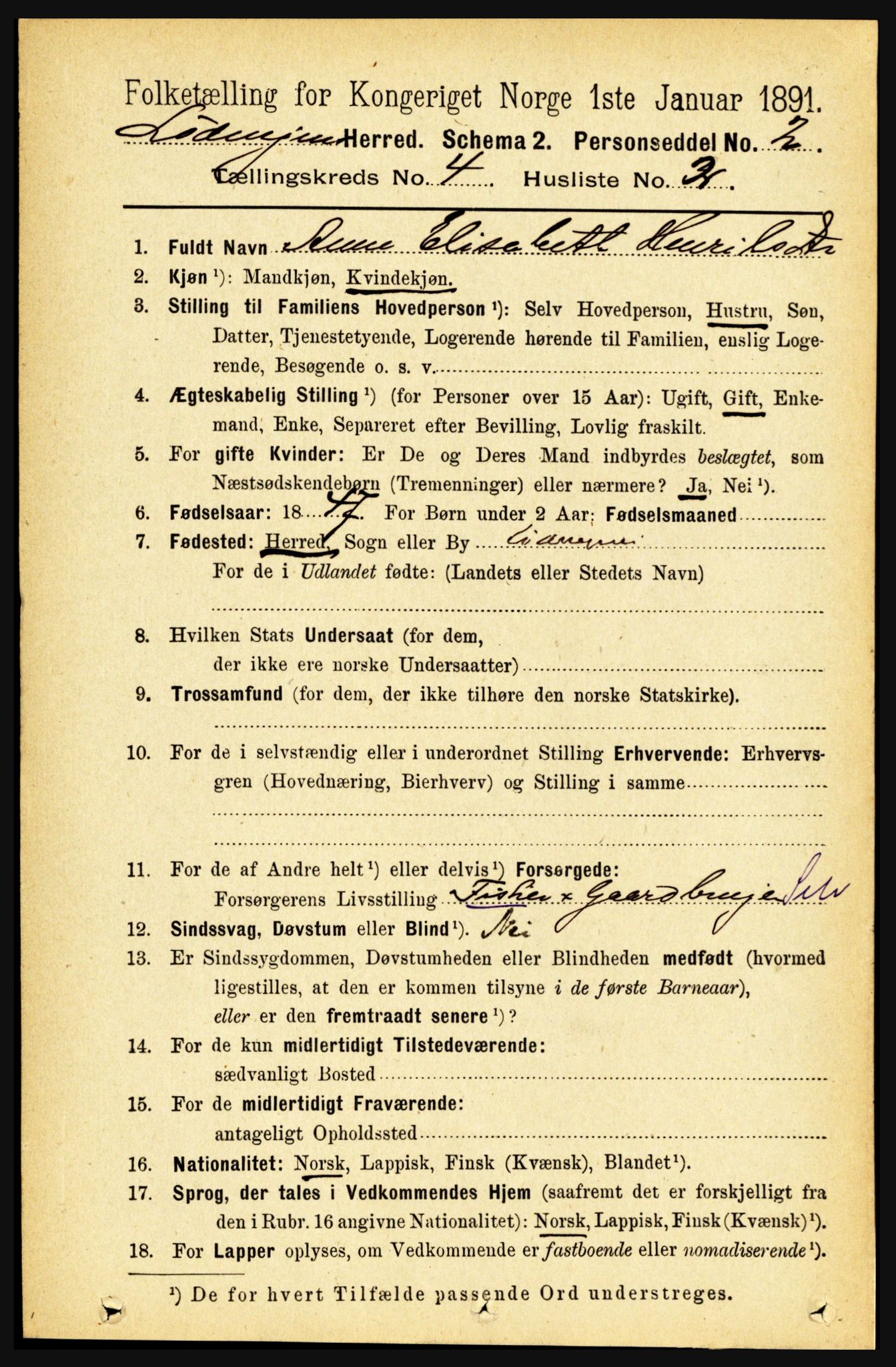 RA, 1891 census for 1851 Lødingen, 1891, p. 1942