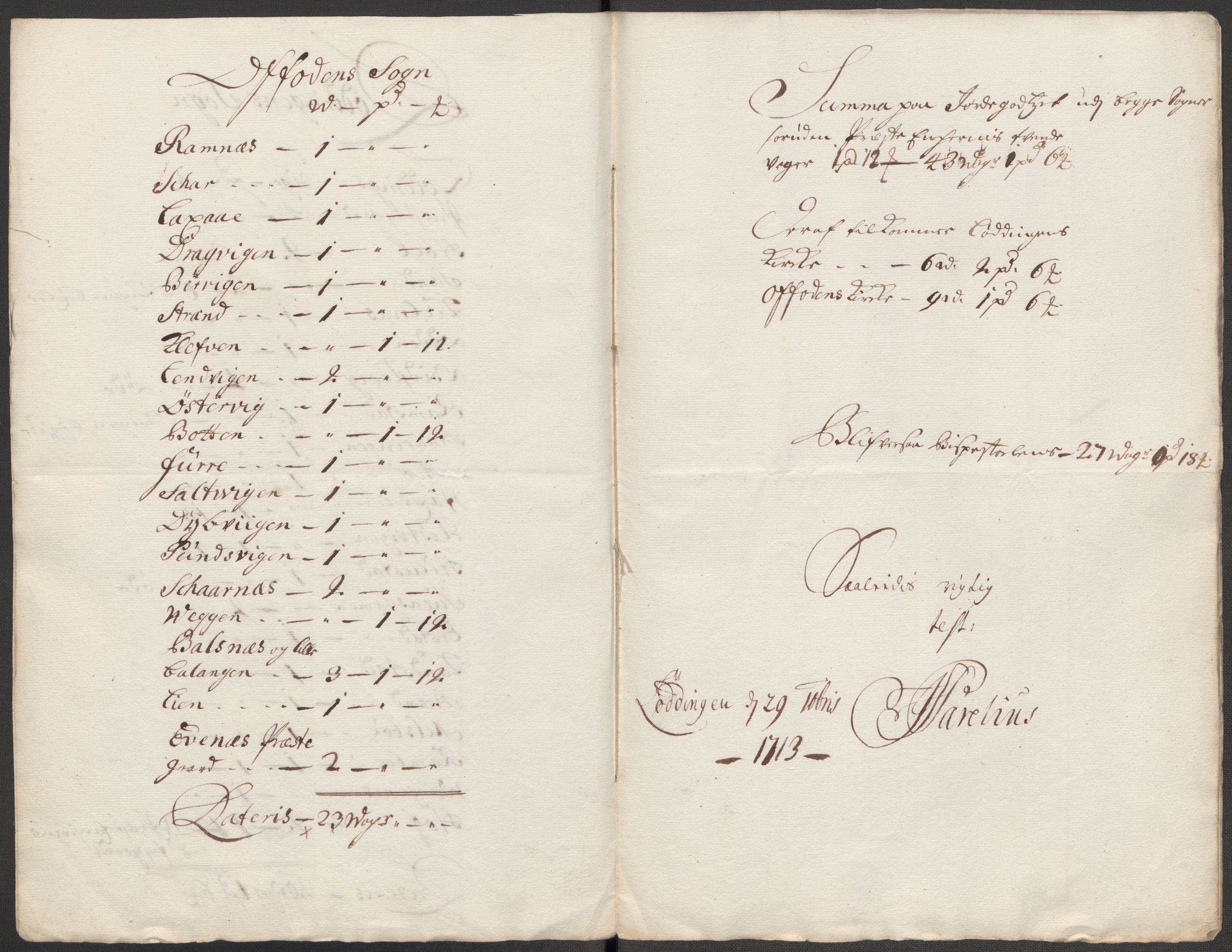 Rentekammeret inntil 1814, Reviderte regnskaper, Fogderegnskap, AV/RA-EA-4092/R66/L4583: Fogderegnskap Salten, 1713, p. 169